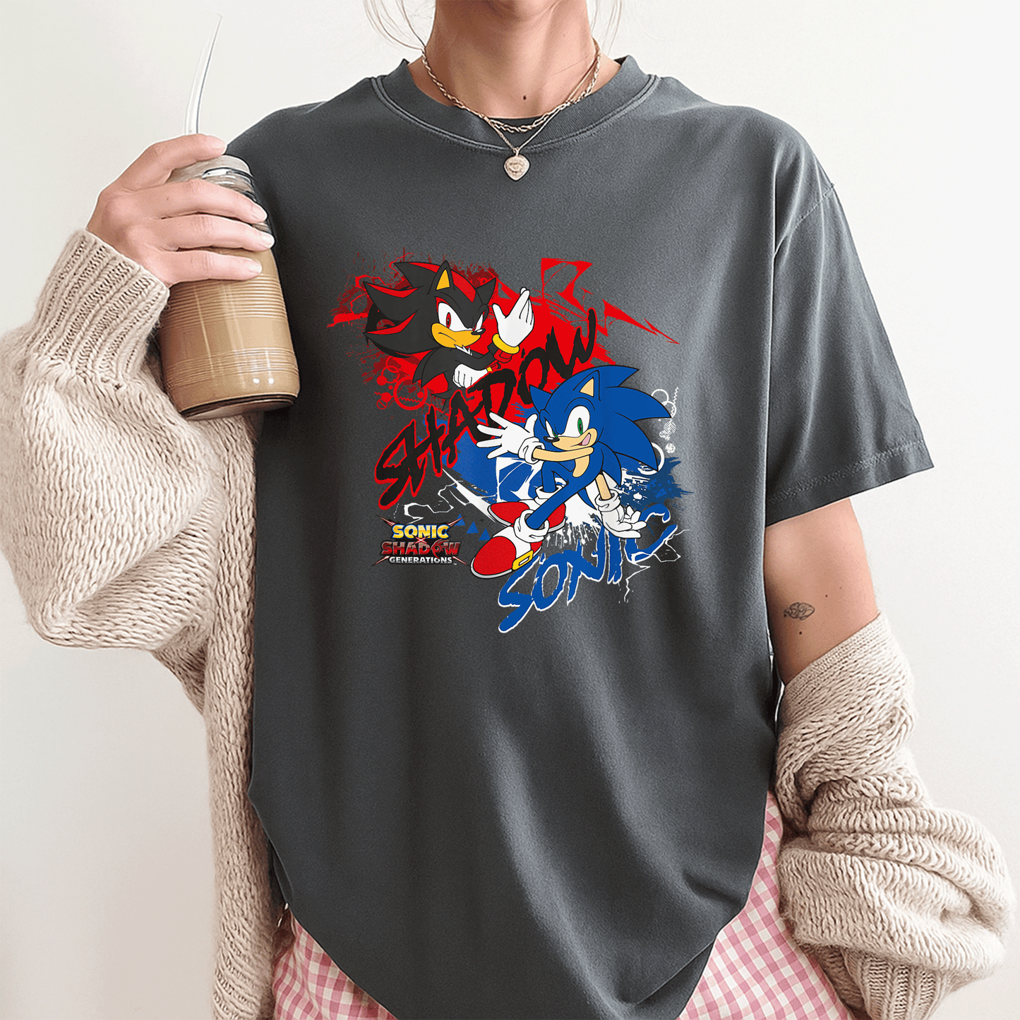 Sonic X Shadow Generations T-Shirt Featuring Iconic Duo Shadow and Sonic in Dynamic Design for Fans of All Ages - 3