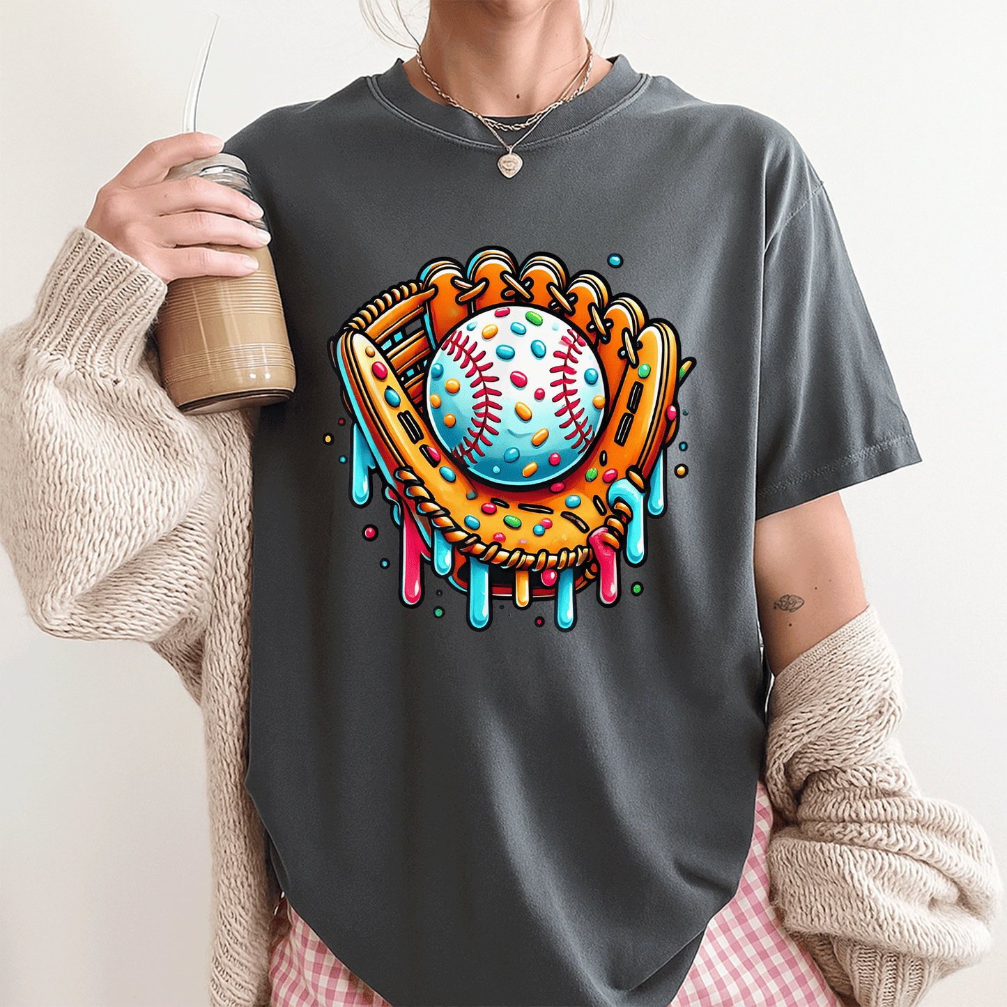 Cool Ice Cream Drip Baseball Graphic T-Shirt for Boys | Fun and Unique Design Perfect for Summer Play and Sports Activities - 3