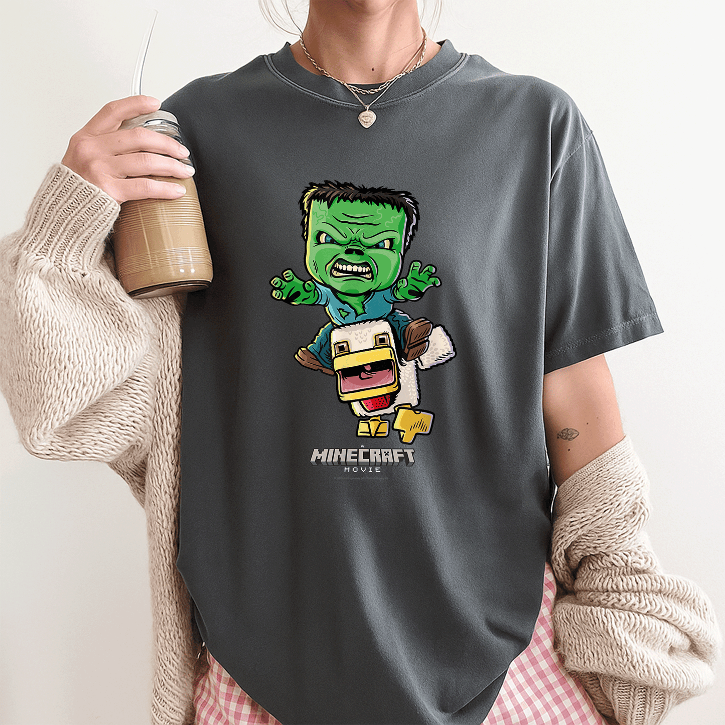 Cute Minecraft Movie Chicken Jockey Baby Zombie Animated T-Shirt for Gamers - Fun and Unique Graphic Tee for Kids and Adults - 3