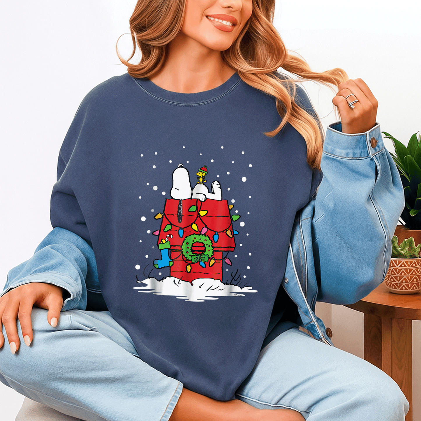 Light Up Peanuts Snoopy and Woodstock Stocking T-shirt – Perfect Holiday Tee for Fun and Festive Celebrations - 4