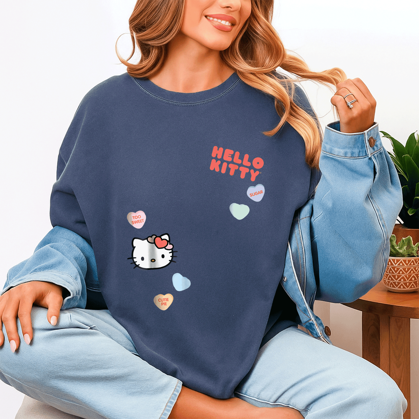 Cute Hello Kitty Candy Hearts Valentine Tee Shirt for Kids and Adults, Adorable Love-Themed Graphic Tee Perfect for Valentine's Day - 4