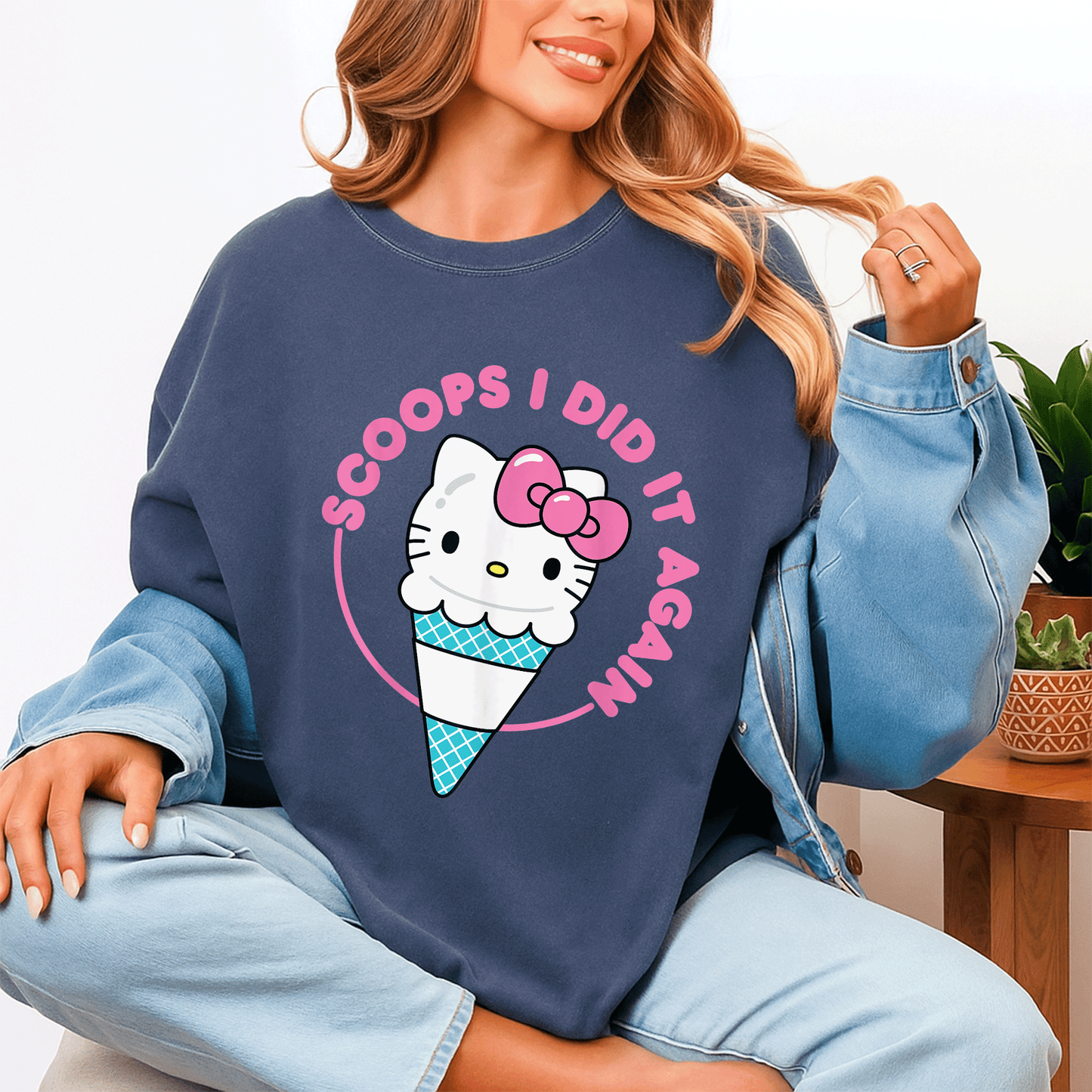 Cute Hello Kitty Ice Cream Cone Scoops I Did It Again T-Shirt for Kids and Adults - Sweet and Stylish Summer Fashion - 4