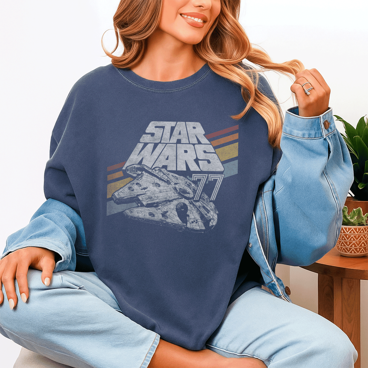 Retro Star Wars Millennium Falcon 77 T-Shirt with Stylish Diagonal Stripes – Perfect for Fans and Collectors! - 4
