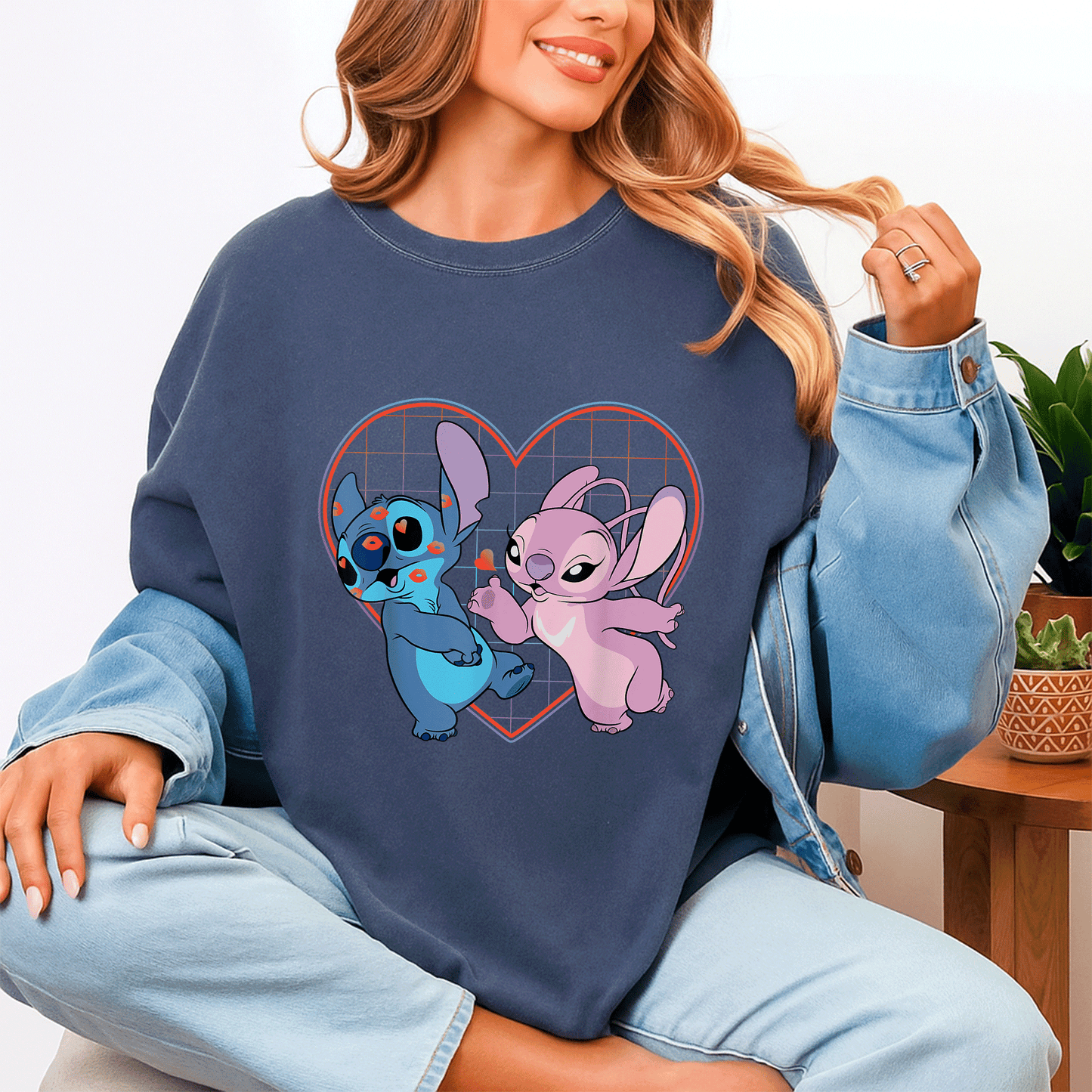 Cute Disney Lilo and Stitch Angel Heart Kisses T-Shirt for Fans of Cozy Style and Adorable Character Designs - 4