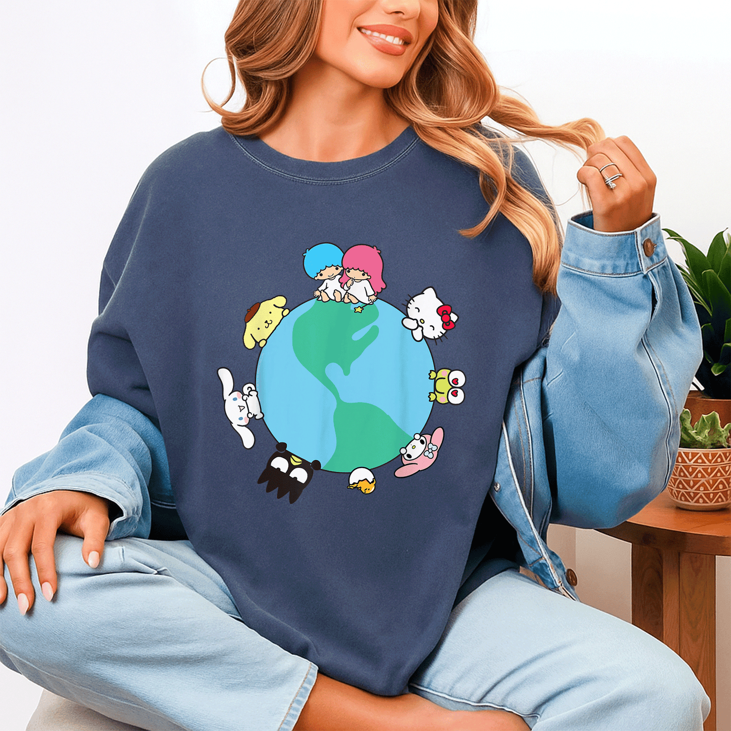 Cute Hello Kitty and Friends Sanrio Earth T-Shirt - Stylish Graphic Tee for Kids and Adults, Perfect for Daily Wear and Gifts - 4