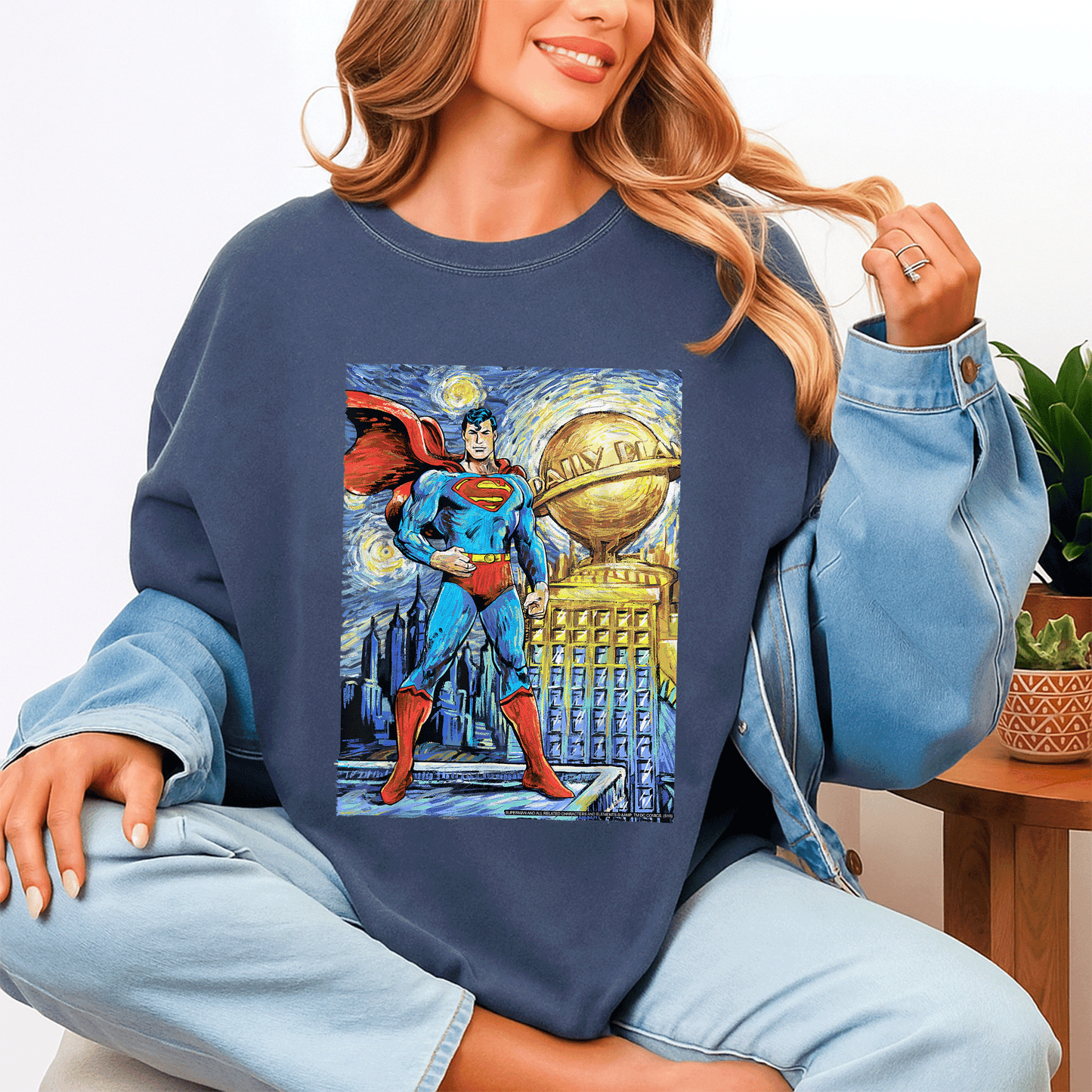 Stylish DC Comics Superman Starry Night Portrait T-Shirt - Unique Cosmic Art Design for Fans and Collectors - 4
