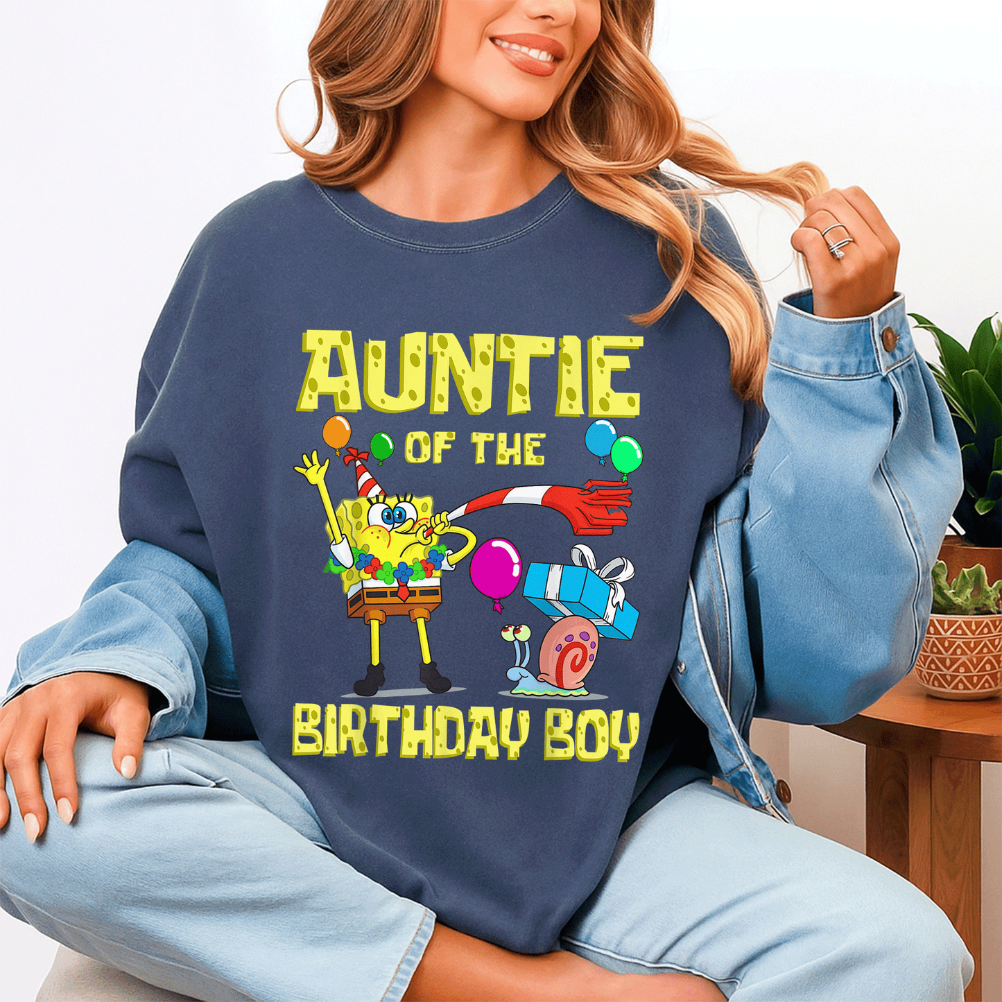 SpongeBob Auntie of the Birthday Boy Theme T-Shirt by Mademark - Fun & Colorful Party Apparel for Fans of All Ages - 4