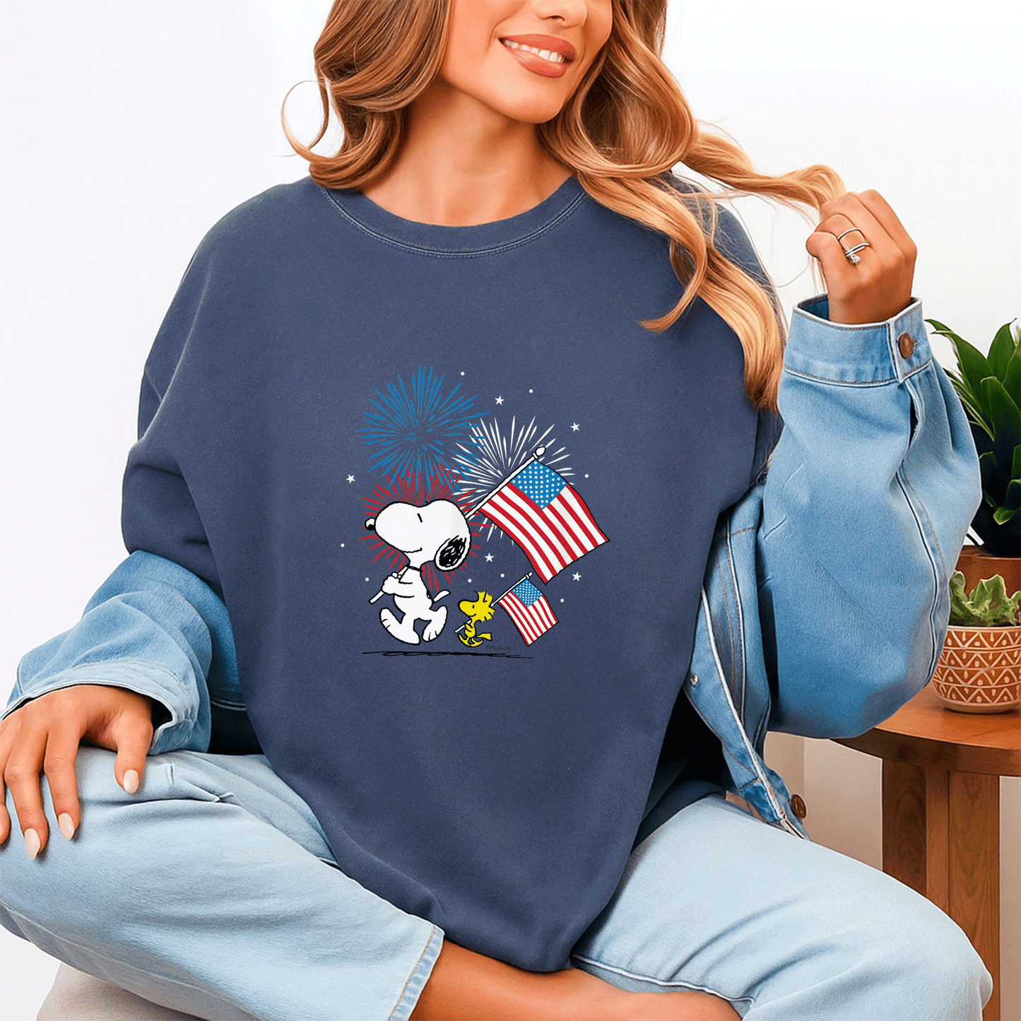 Snoopy and Woodstock American Flags T-Shirt - Fun Peanuts Graphic Tee for Casual Style and Fans of All Ages - 4