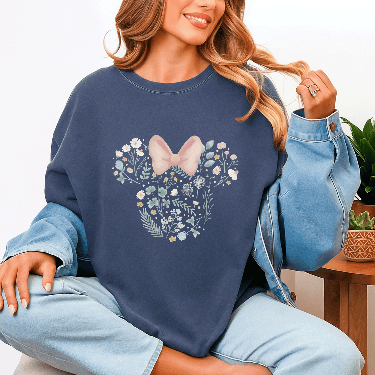 Disney Minnie Mouse Icon Spring Flowers T-Shirt for Women, Cute Floral Graphic Tee, Perfect for Casual Outings and Gifts - 4