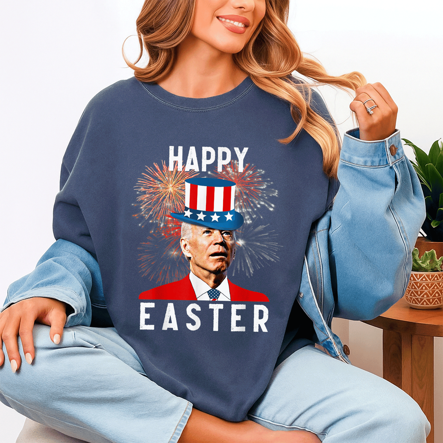 Joe Biden Happy Easter Funny T-Shirt Perfect for 4th of July Celebrations - Unique Design for Holiday Fun and Laughter - 4