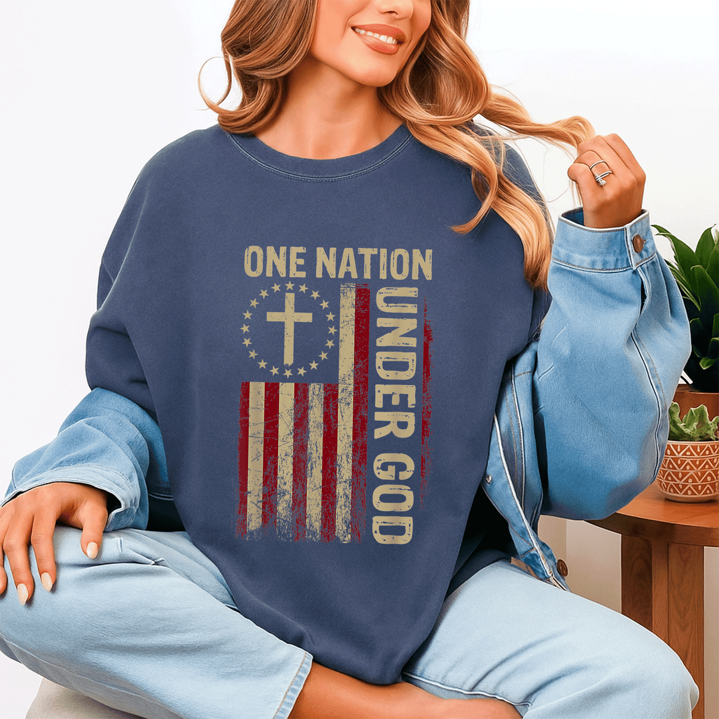 One Nation Under God Patriotic Christian T-Shirt for 4th of July Celebrations - Perfect for Faith and Freedom Events - 4