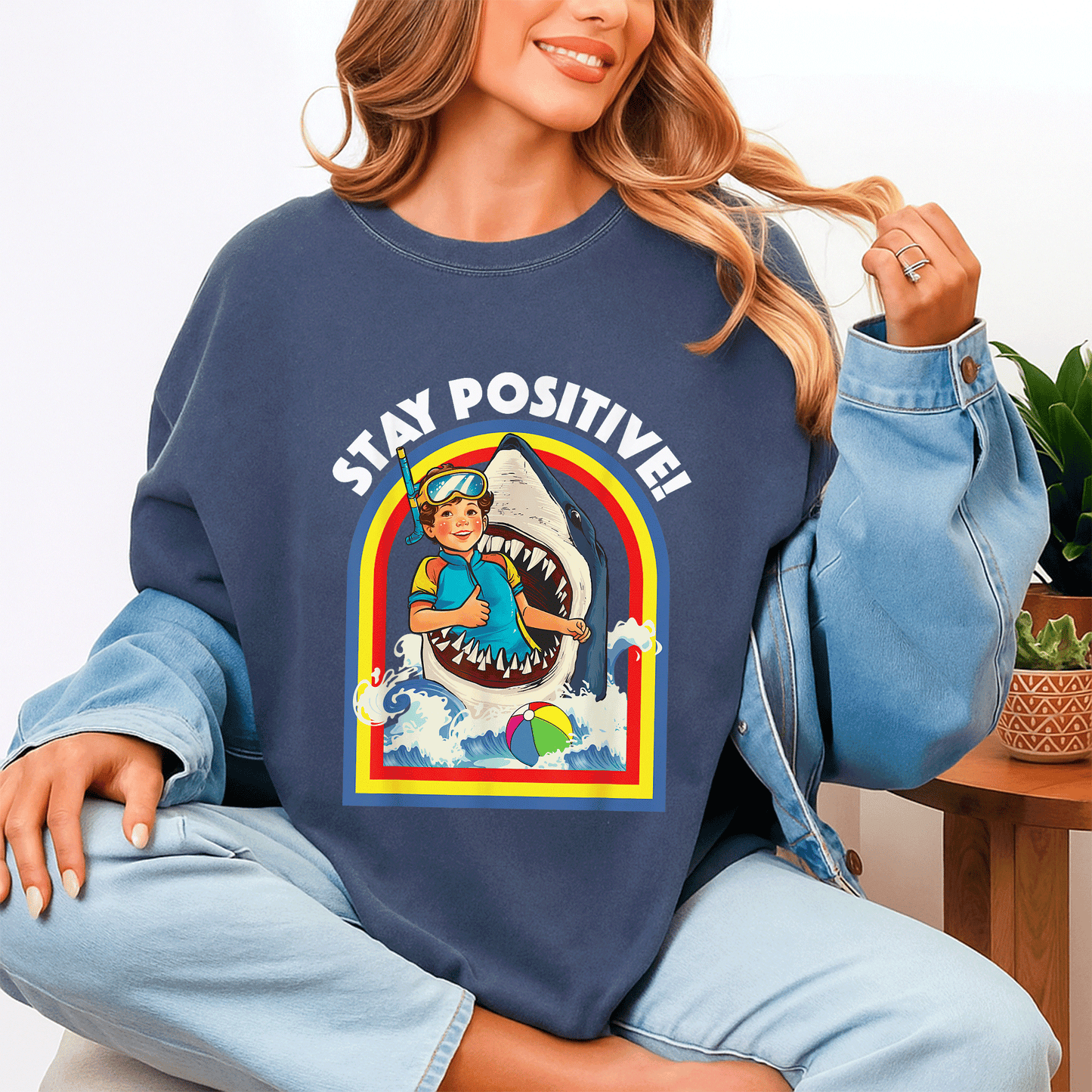 Stay Positive Shark Lover T-Shirt for Ocean and Sea Animal Enthusiasts, Perfect Gift for Wildlife Lovers - 4