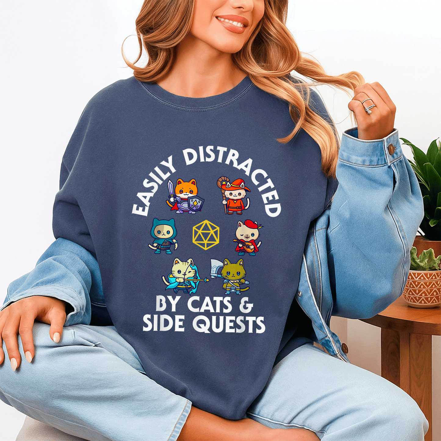 RPG Gamer Cats D20 Dice T-Shirt for Nerdy Geeks - Fun Cat Design for Men, Women, and Kids Who Love Gaming! - 4