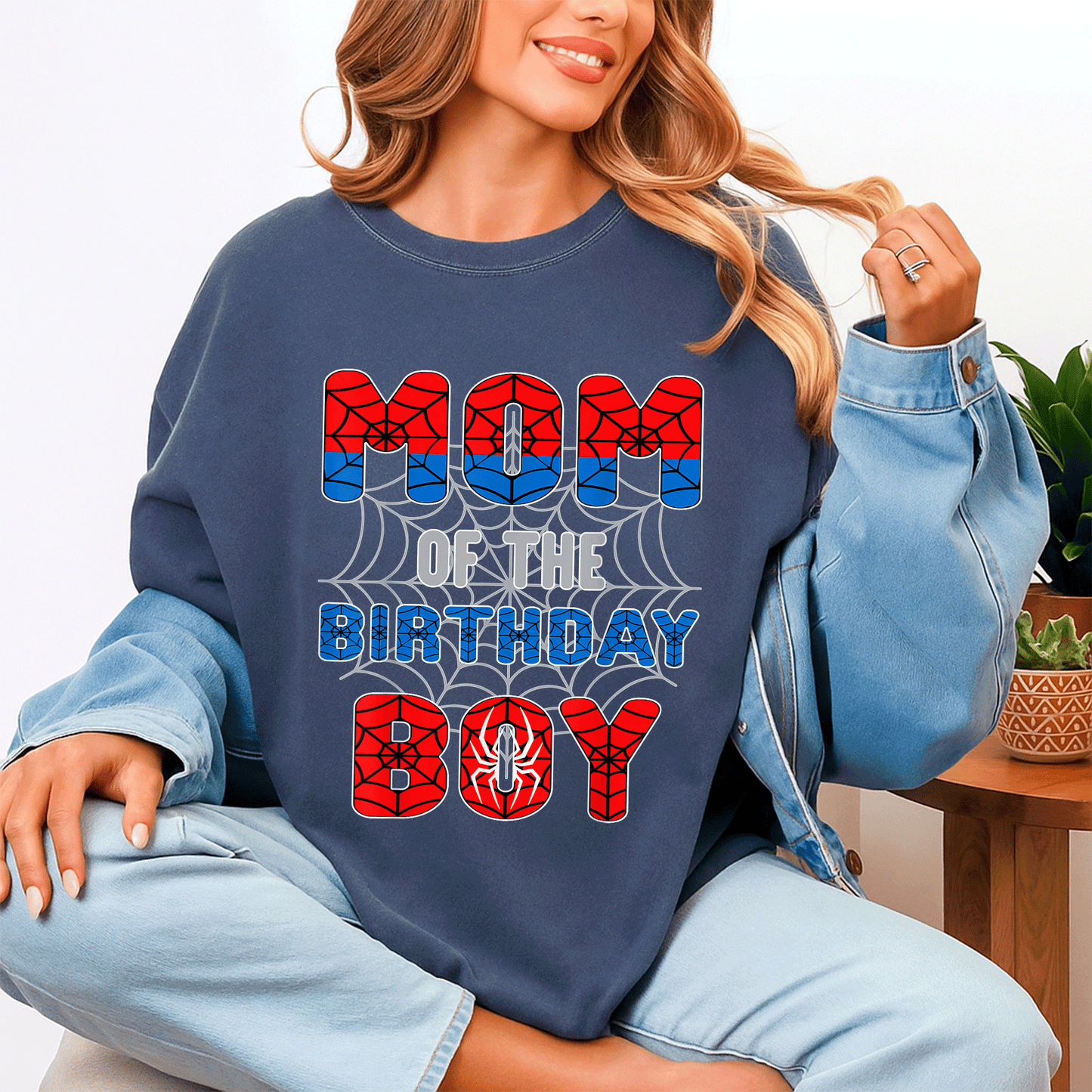 Spider Web Birthday Party T-Shirt for Mom of the Birthday Boy Fun and Festive Design Perfect for Celebration and Family Events - 4