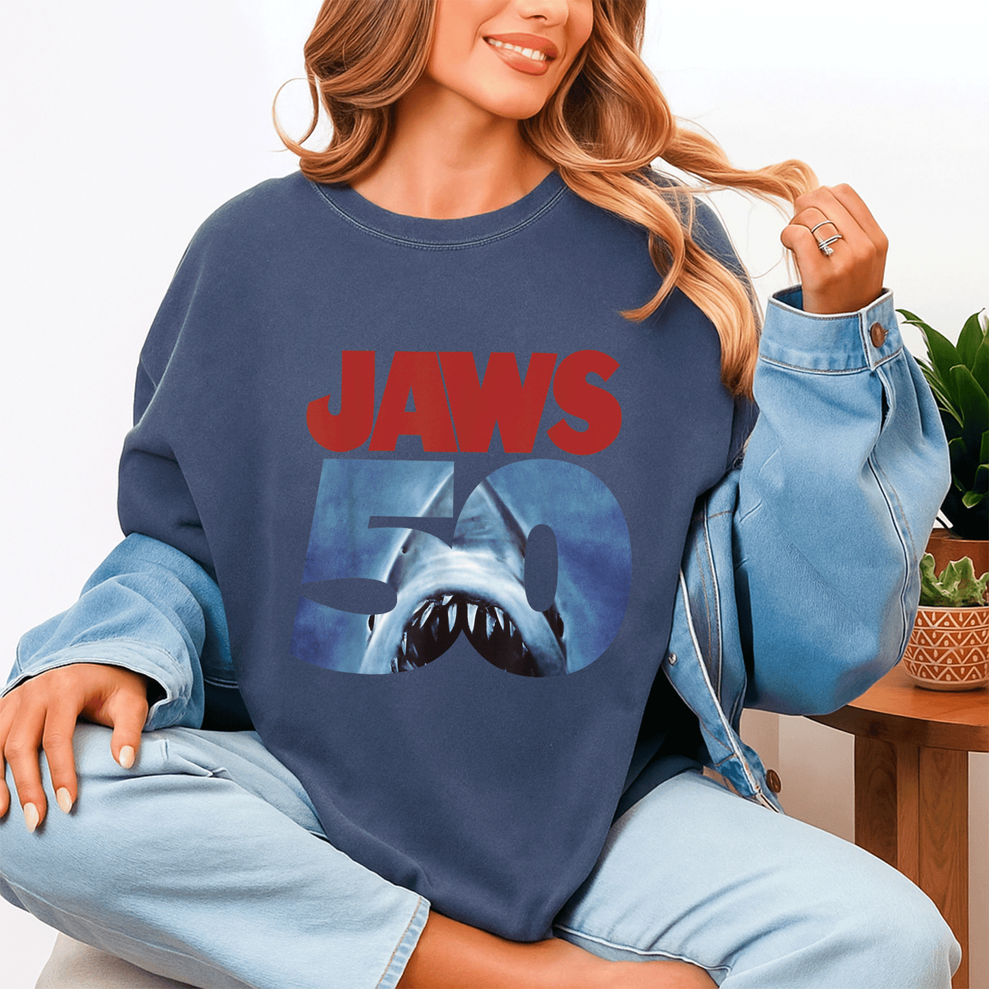 Celebrate 50 Years of Jaws with Our Exclusive Front and Back T-Shirt Featuring Iconic Anniversary Logo Design - 4