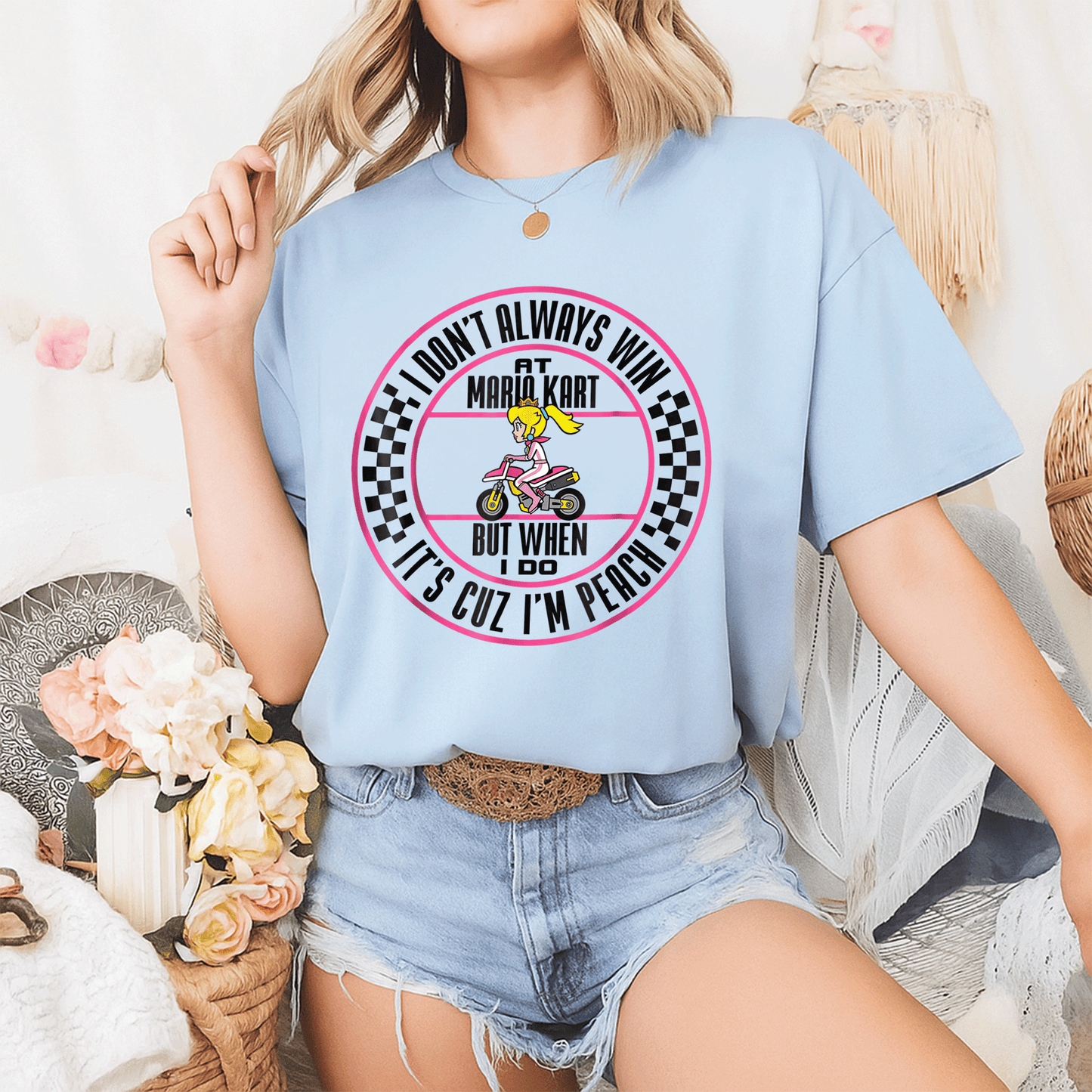 Win the race in style with our Peach Graphic T-Shirt from Mario Kart, perfect for fans and gamers who love fun fashion! - 2