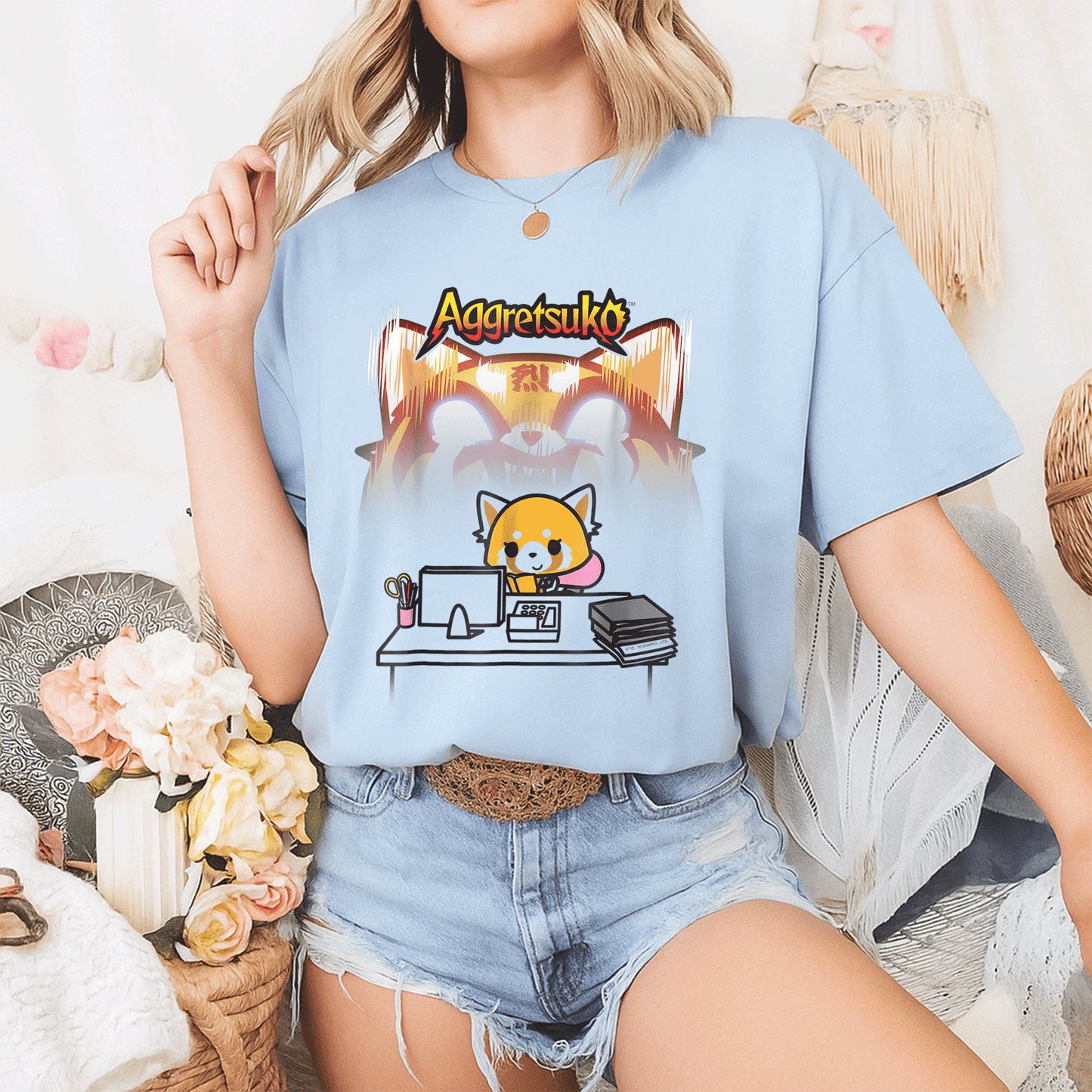 Aggretsuko Secret Rage Tee Shirt - Adorable Anime Design Featuring Raging Red Panda for Fun and Stylish Casual Wear - 2
