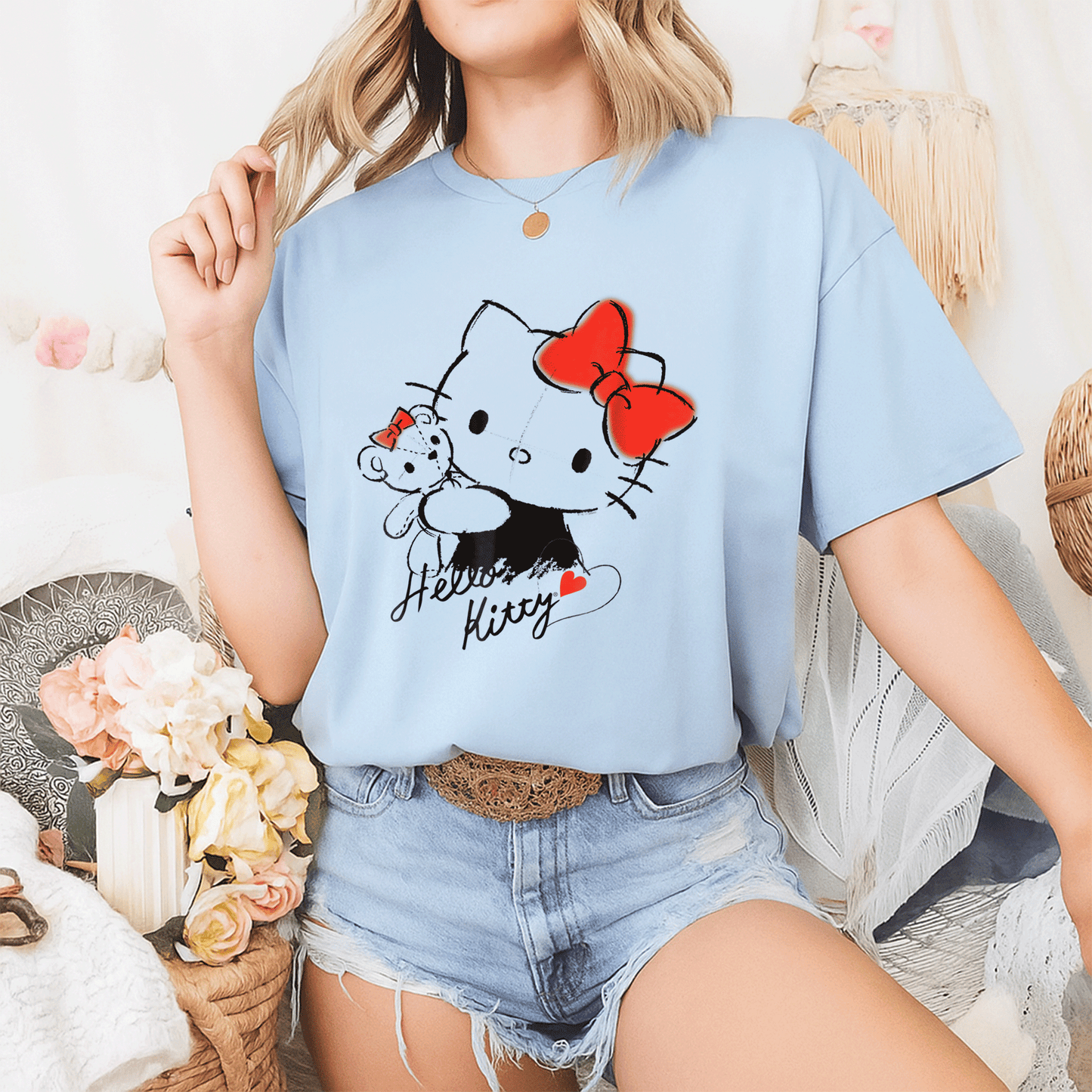 Cute Hello Kitty and Tiny Chum Graphic Tee for Kids - Adorable Characters in a Fun Design Perfect for Everyday Wear - 2