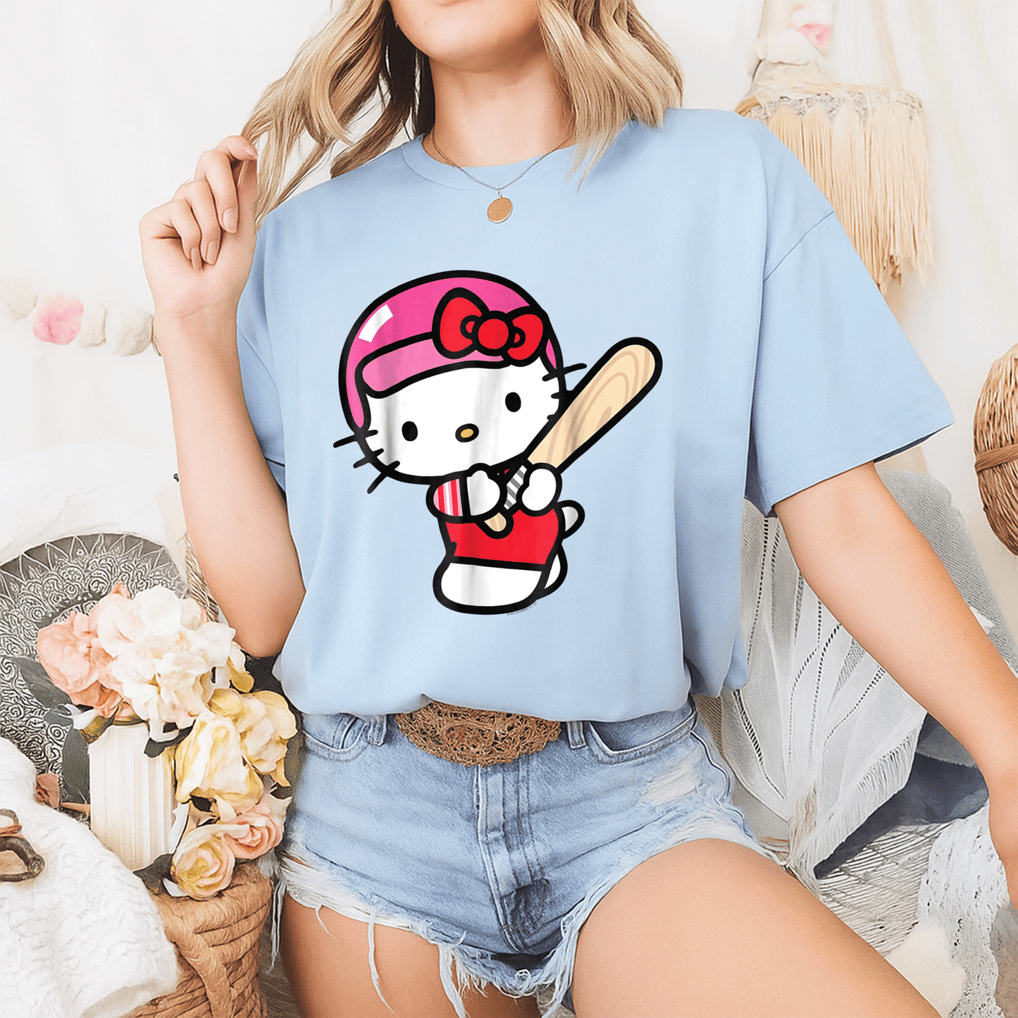 Cute Hello Kitty Baseball Player Tee Shirt for Kids β Adorable Graphic T-Shirt Perfect for Little Sports Fans and Playdates - 2