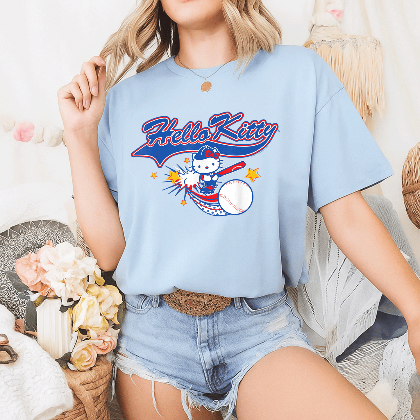 Cute Hello Kitty Home Run Baseball Softball Tee Shirt for Kids and Adults Perfect for Game Day and Sports Fans - 2