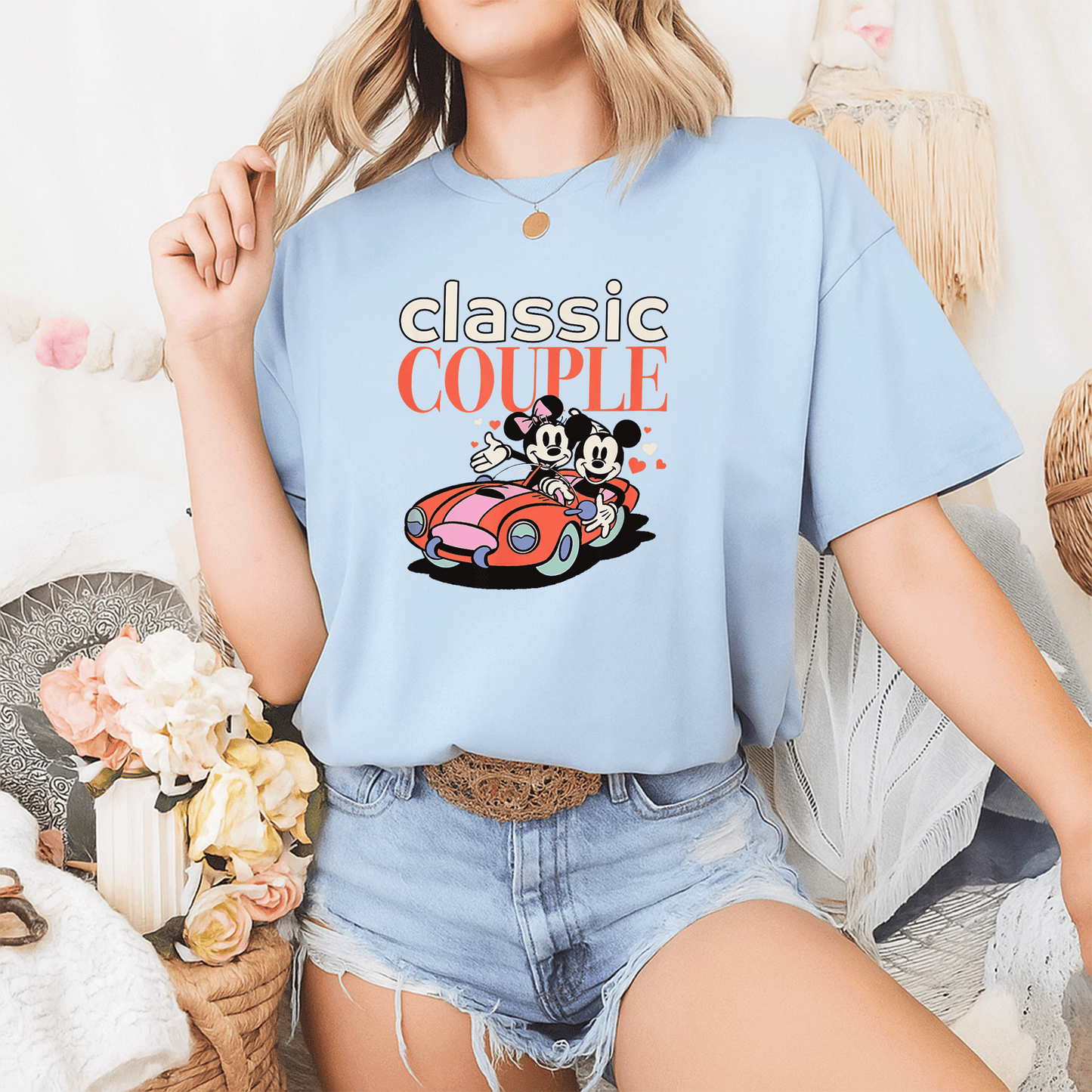 Cute Amazon Essentials Mickey and Minnie Valentine's Day Classic Couple T-Shirt for Couples Celebrating Love in Style - 2