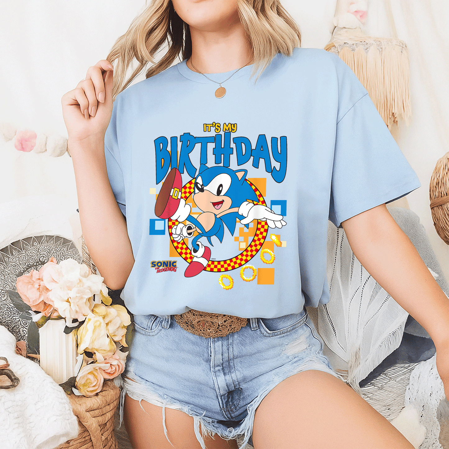 Sonic the Hedgehog Birthday T-Shirt for Kids - Fun Cheerful Design Perfect for Party Celebrations and Special Days - 2