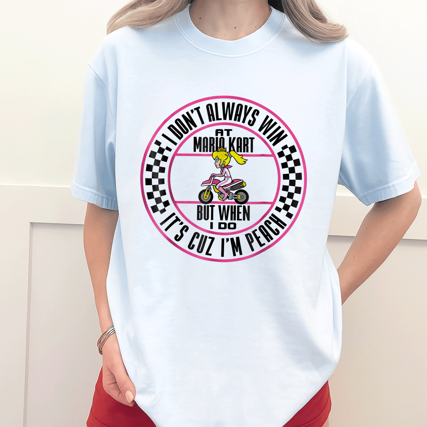 Win the race in style with our Peach Graphic T-Shirt from Mario Kart, perfect for fans and gamers who love fun fashion! - 3