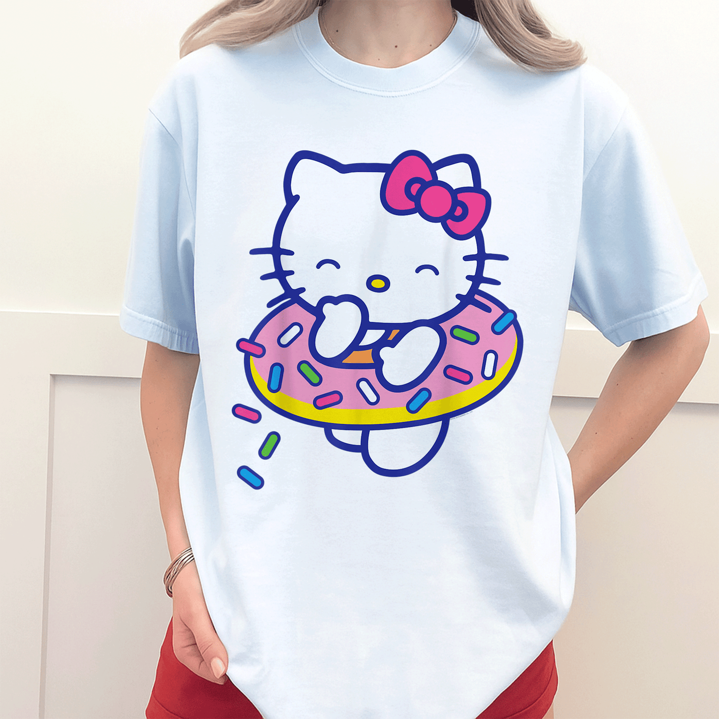Cute Hello Kitty Donut Sprinkles Floaty Summer Swimming T-Shirt for Kids - Adorable Swimwear for Fun Beach Days - 3