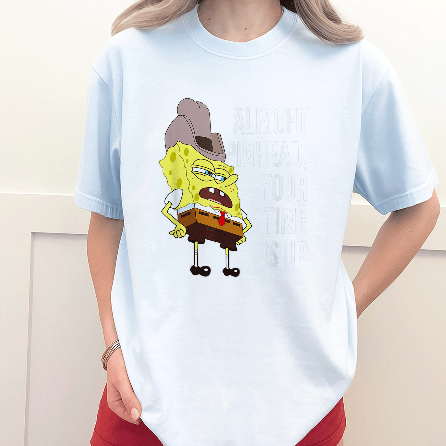Mademark x SpongeBob SquarePants Alright Pinhead Your Time is Up Graphic T-Shirt for Fans of Fun and Retro Style - 3