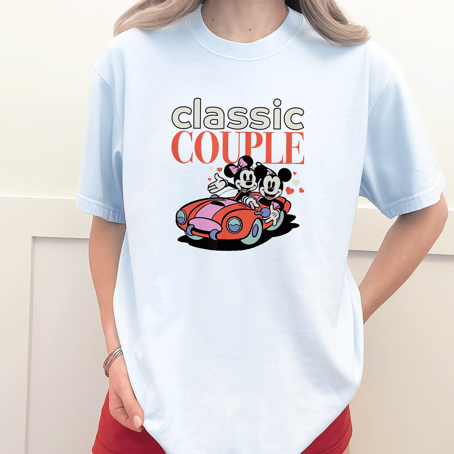 Cute Amazon Essentials Mickey and Minnie Valentine's Day Classic Couple T-Shirt for Couples Celebrating Love in Style - 3