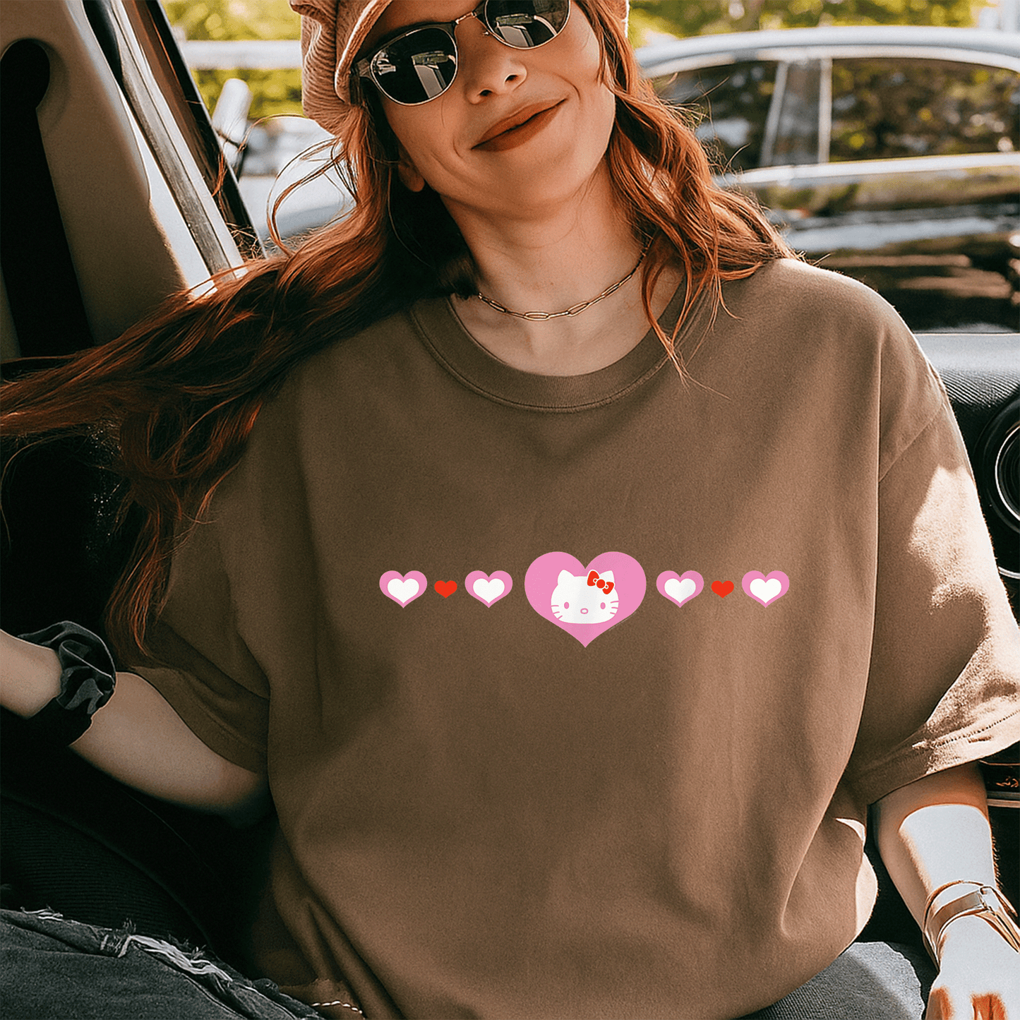Cute Hello Kitty Hearts T-Shirt for Kids and Adults, Adorable Cartoon Design Perfect for Everyday Wear and Gifts - 5