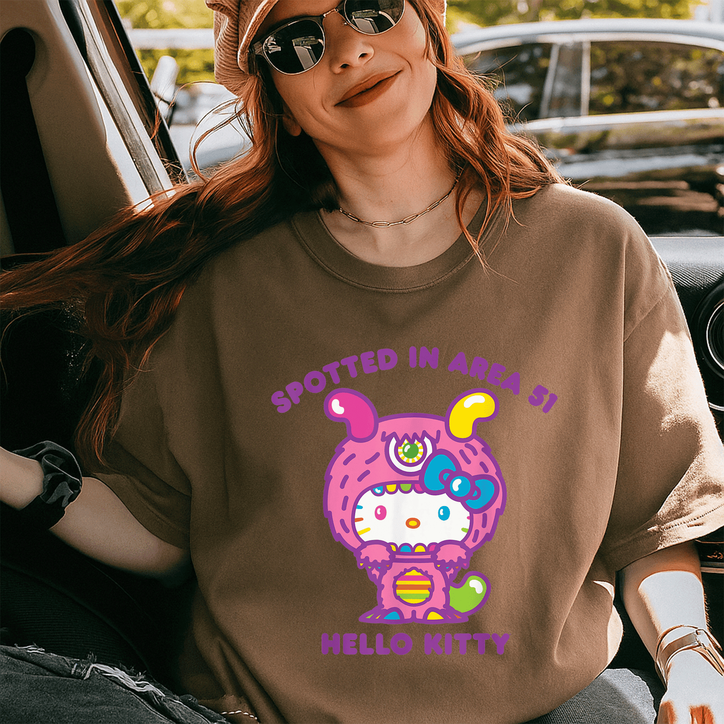 Cute Hello Kitty Spotted in Area 51 Alien Sighting T-Shirt for Fun Lovers and UFO Enthusiasts - Perfect Gift Idea! - 5