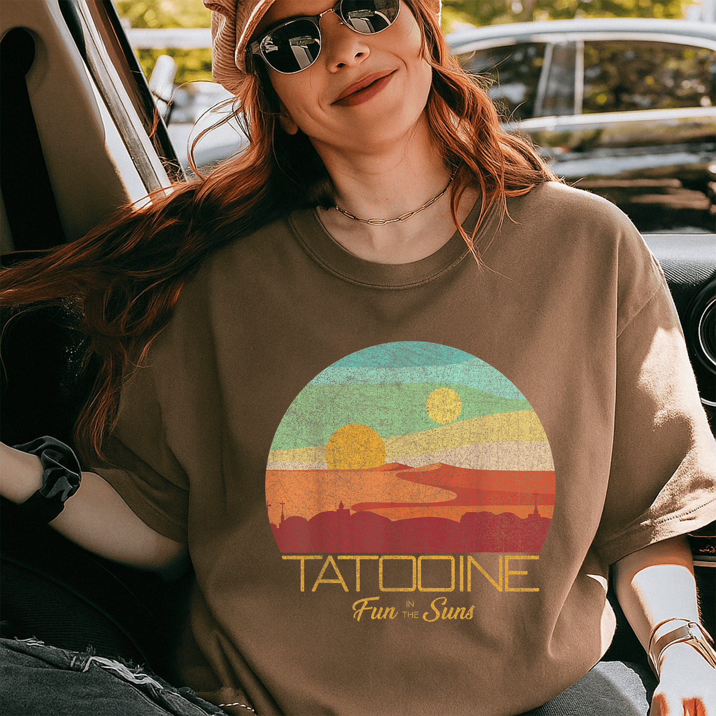 Star Wars Tatooine Postcard T-Shirt featuring Iconic Desert Landscape - Perfect Gift for Fans and Collectors - 5