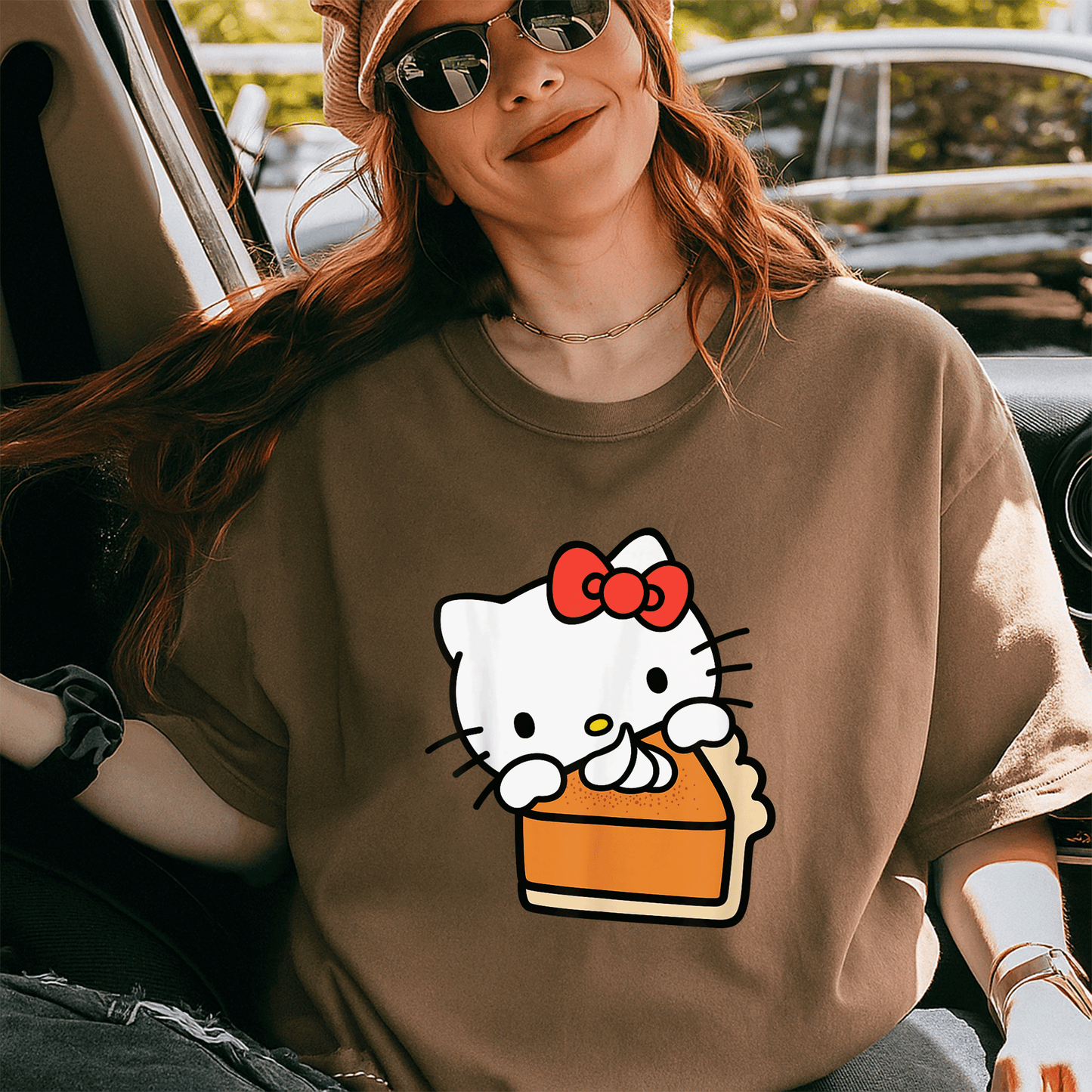 Hello Kitty Pumpkin Pie T-Shirt Adorable Fall Fashion for Cat Lovers Cute Graphic Tee Perfect for Halloween and Thanksgiving Celebrations - 5