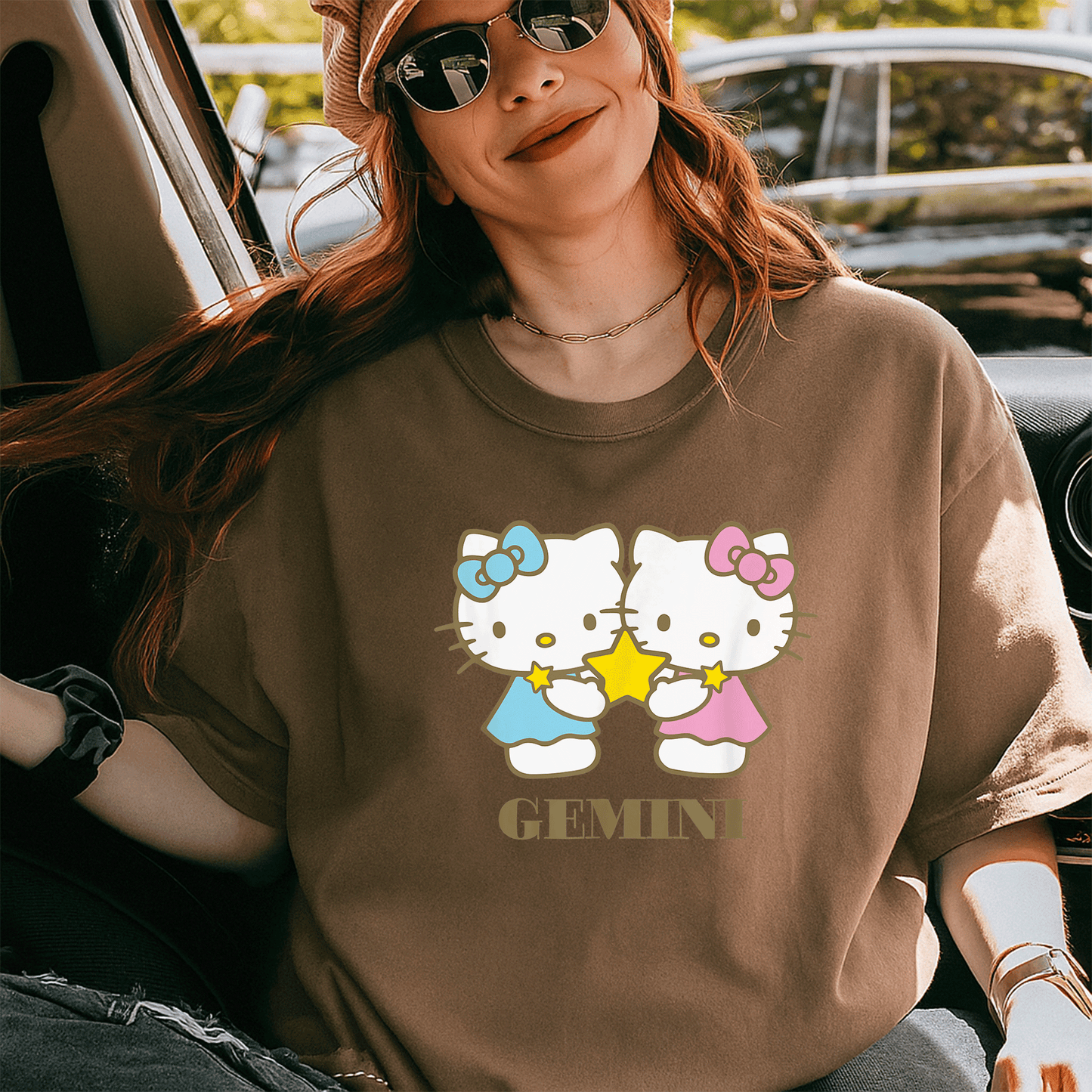 Cute Hello Kitty Gemini Zodiac T-Shirt for Women, Fun Astrological Graphics, Perfect Gift for Gemini Fans and Hello Kitty Lovers - 5