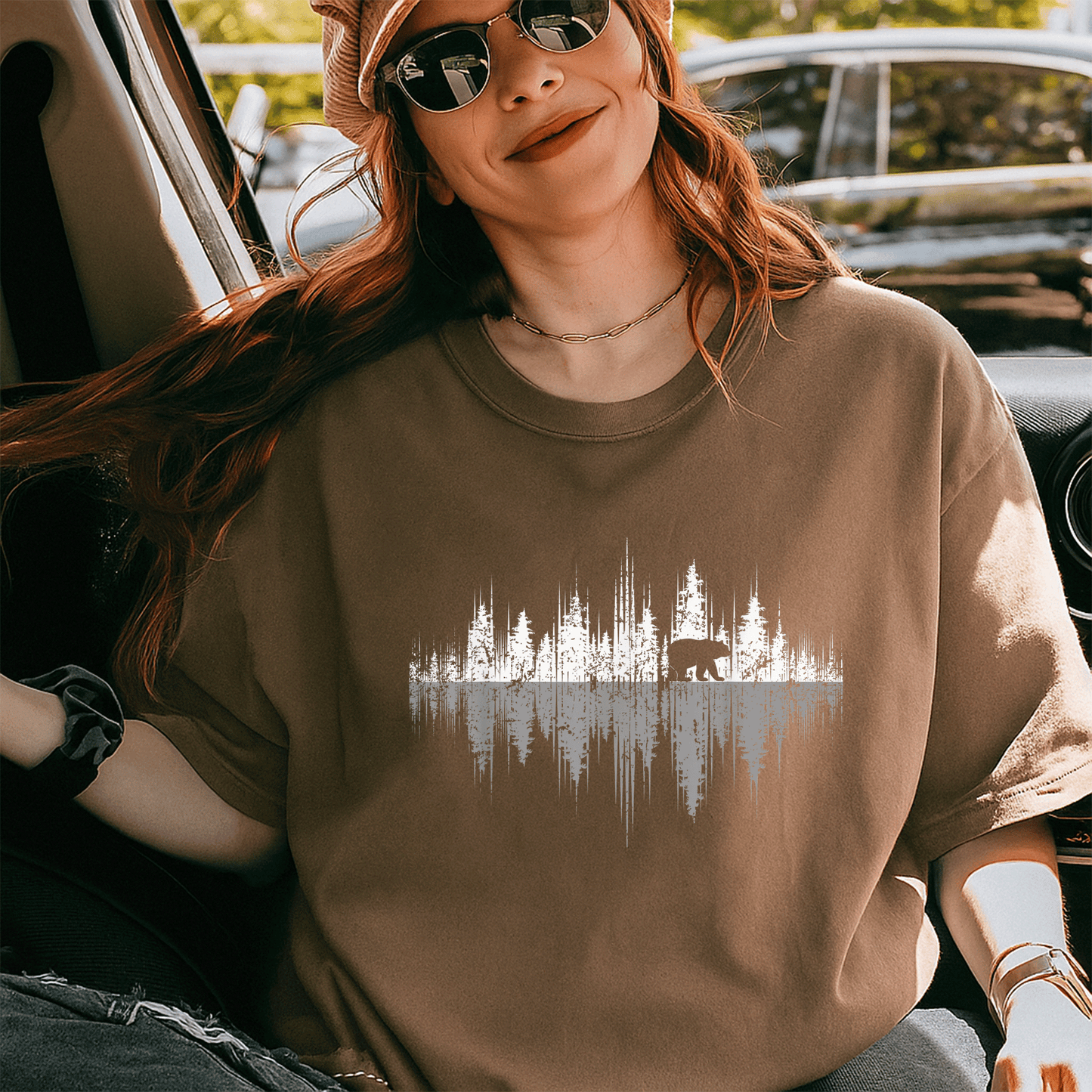 Nature-Inspired Bear Reflection T-Shirt for Wildlife Lovers - Outdoor Forest Scene Graphic Tee for Nature Enthusiasts - 5