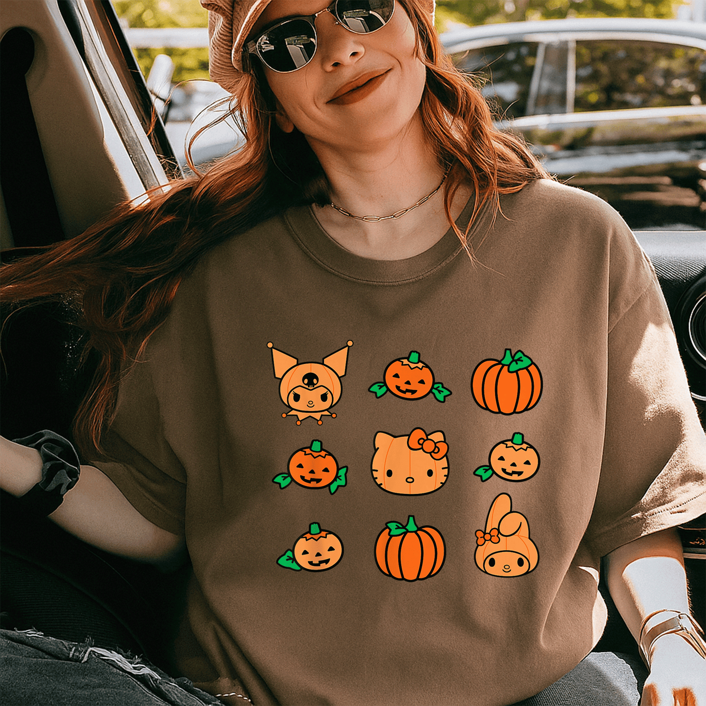 Cute Hello Kitty My Melody Kuromi Pumpkins Halloween T-Shirt for Kids and Adults - Fun Festive Style for All Celebrations - 5