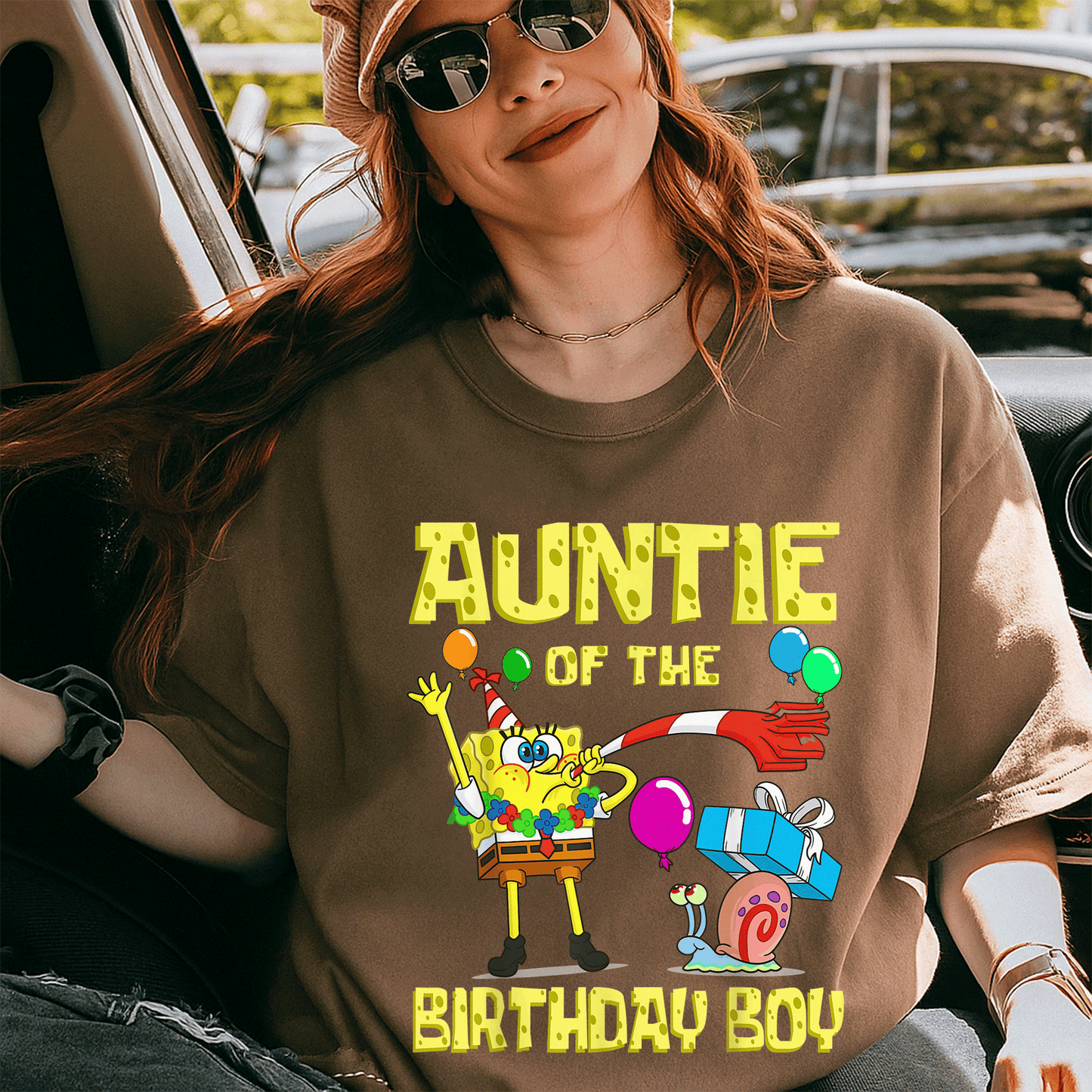 SpongeBob Auntie of the Birthday Boy Theme T-Shirt by Mademark - Fun & Colorful Party Apparel for Fans of All Ages - 5