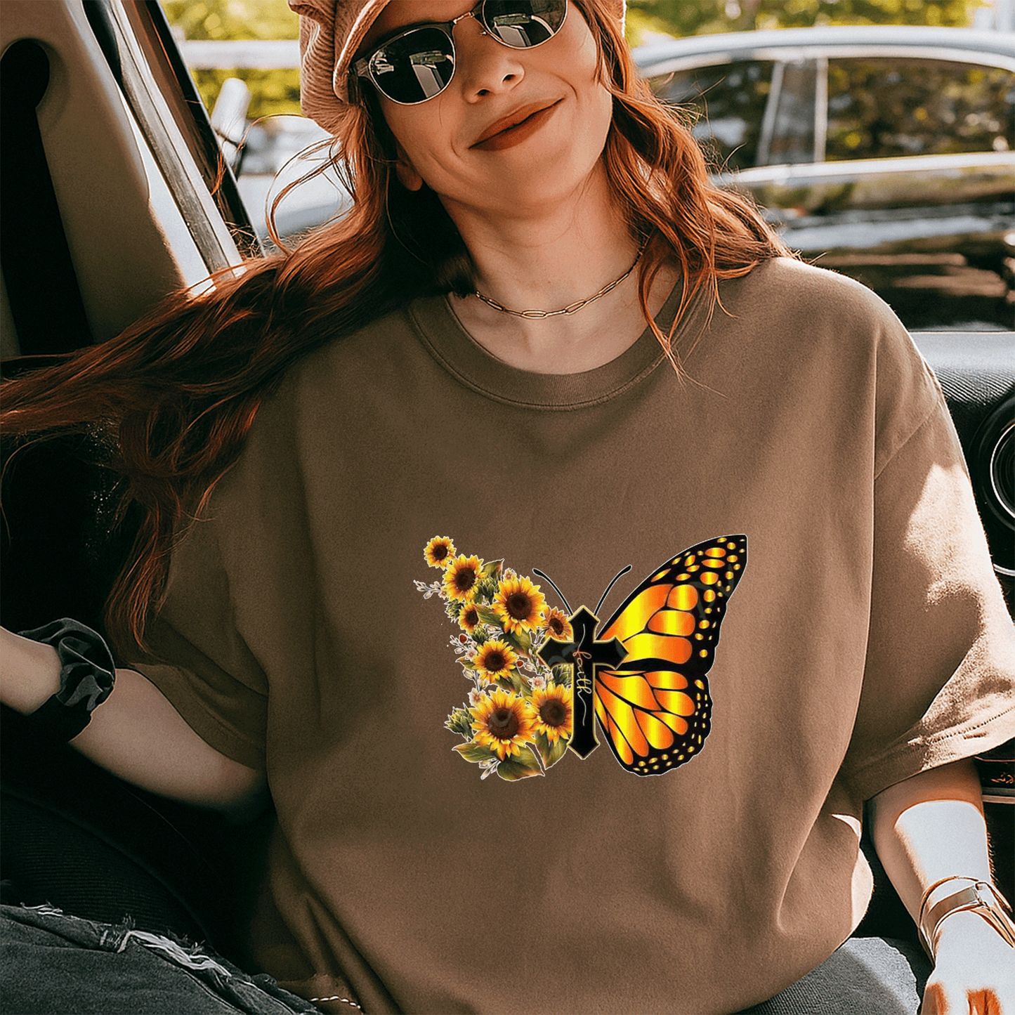 Sunflower Butterfly Faith T-Shirt for Women - Inspirational Floral Graphic Tee - Perfect Gift for Nature Lovers - 5