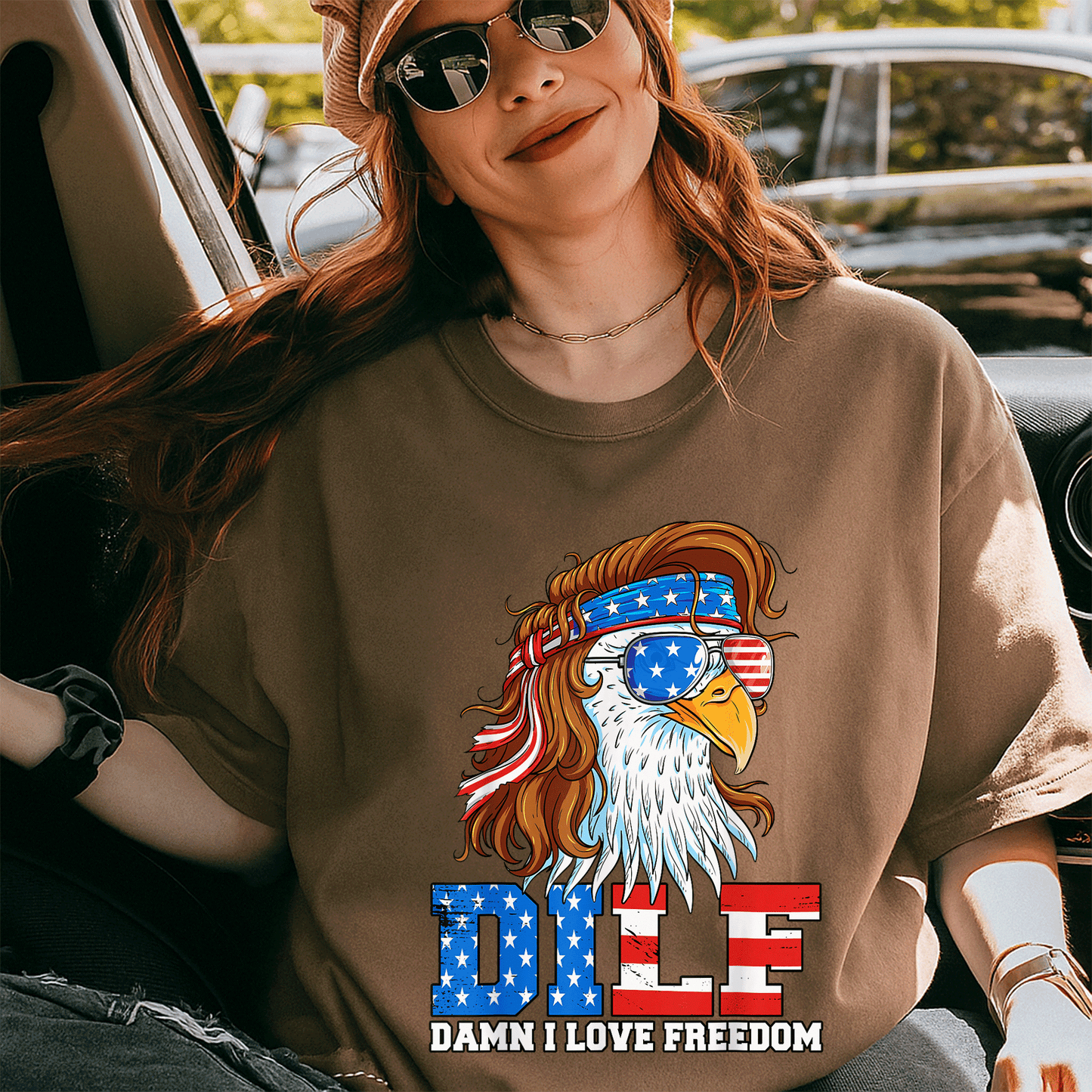 Funny DILF Damn I Love Freedom Eagle T-Shirt for Patriotic 4th of July Celebrations - Perfect Gift for Dad! - 5