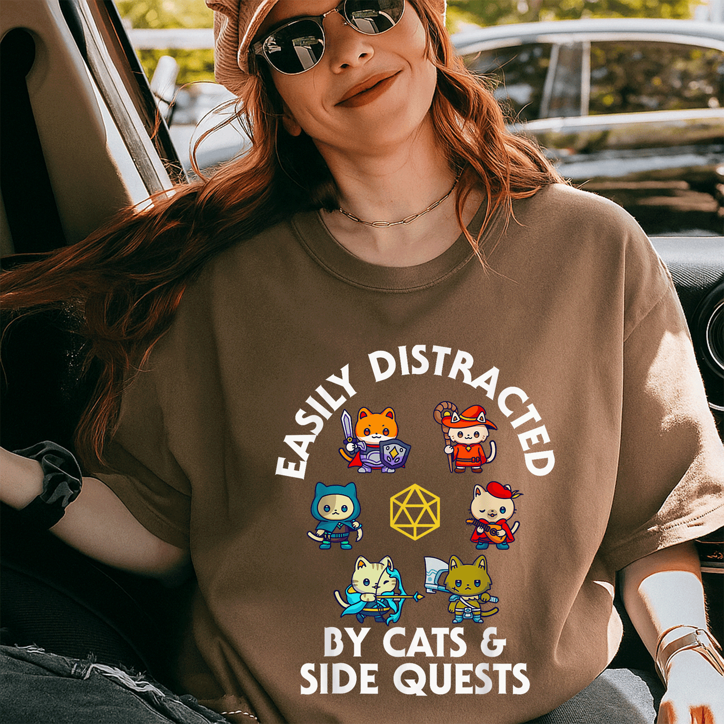 RPG Gamer Cats D20 Dice T-Shirt for Nerdy Geeks - Fun Cat Design for Men, Women, and Kids Who Love Gaming! - 5