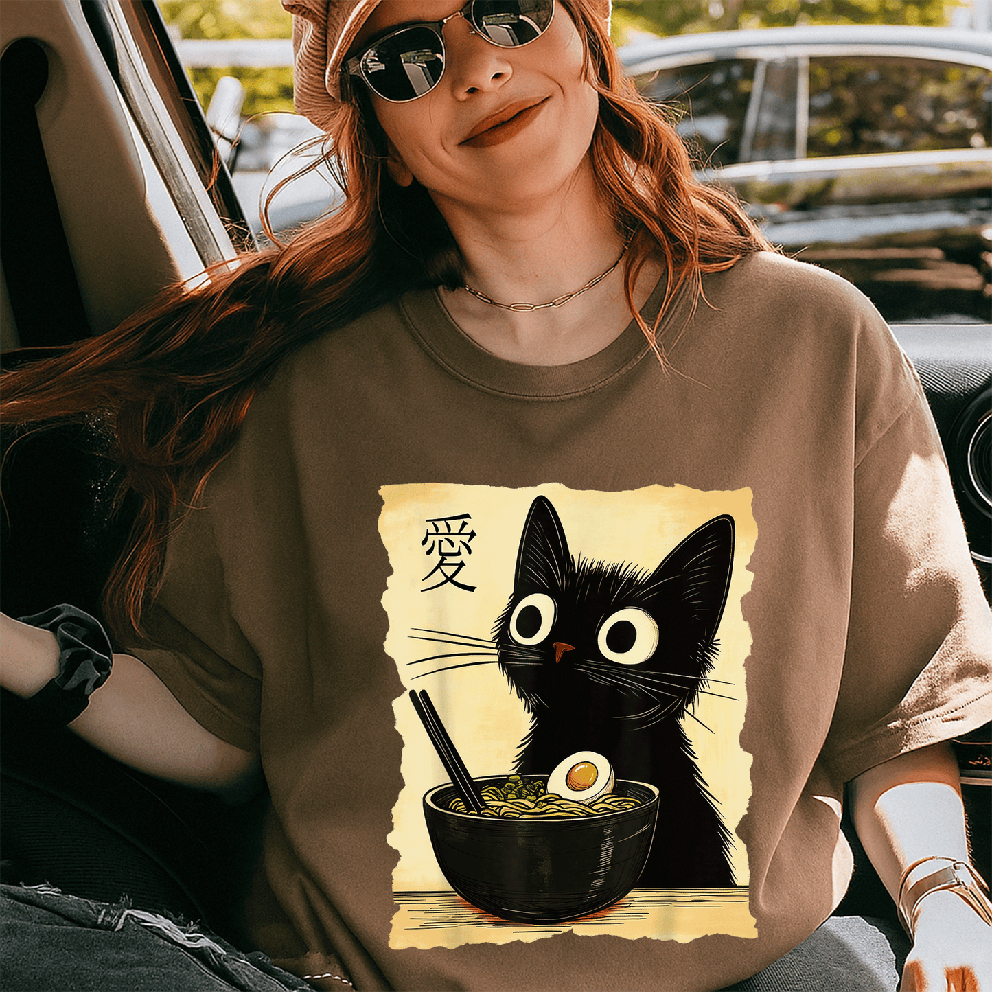 Funny Cat Ramen Graphic Tee - Cute Japanese Kawaii Anime Cat T-Shirt for Cat Lovers and Anime Fans, Perfect Gift! - 5
