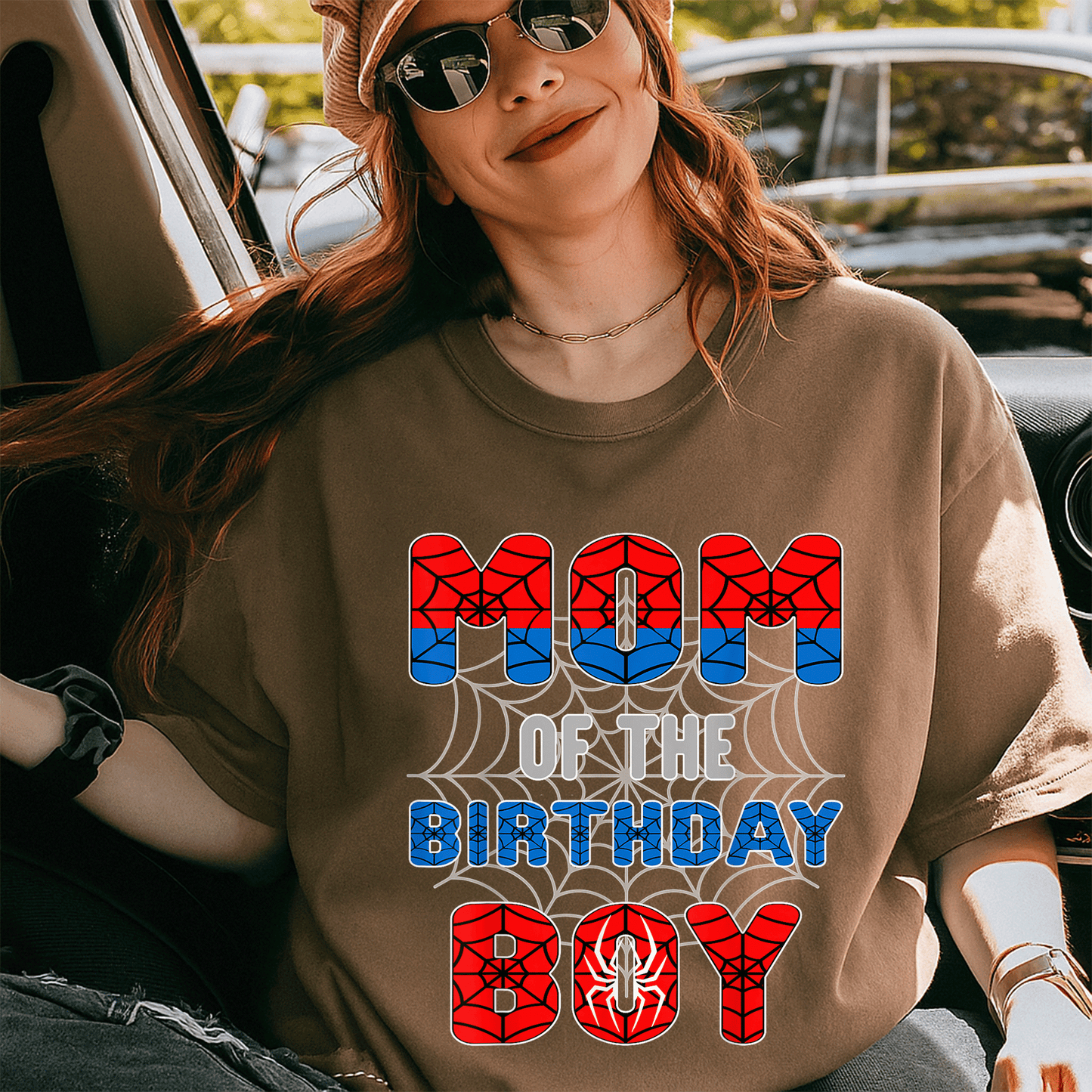 Spider Web Birthday Party T-Shirt for Mom of the Birthday Boy Fun and Festive Design Perfect for Celebration and Family Events - 5