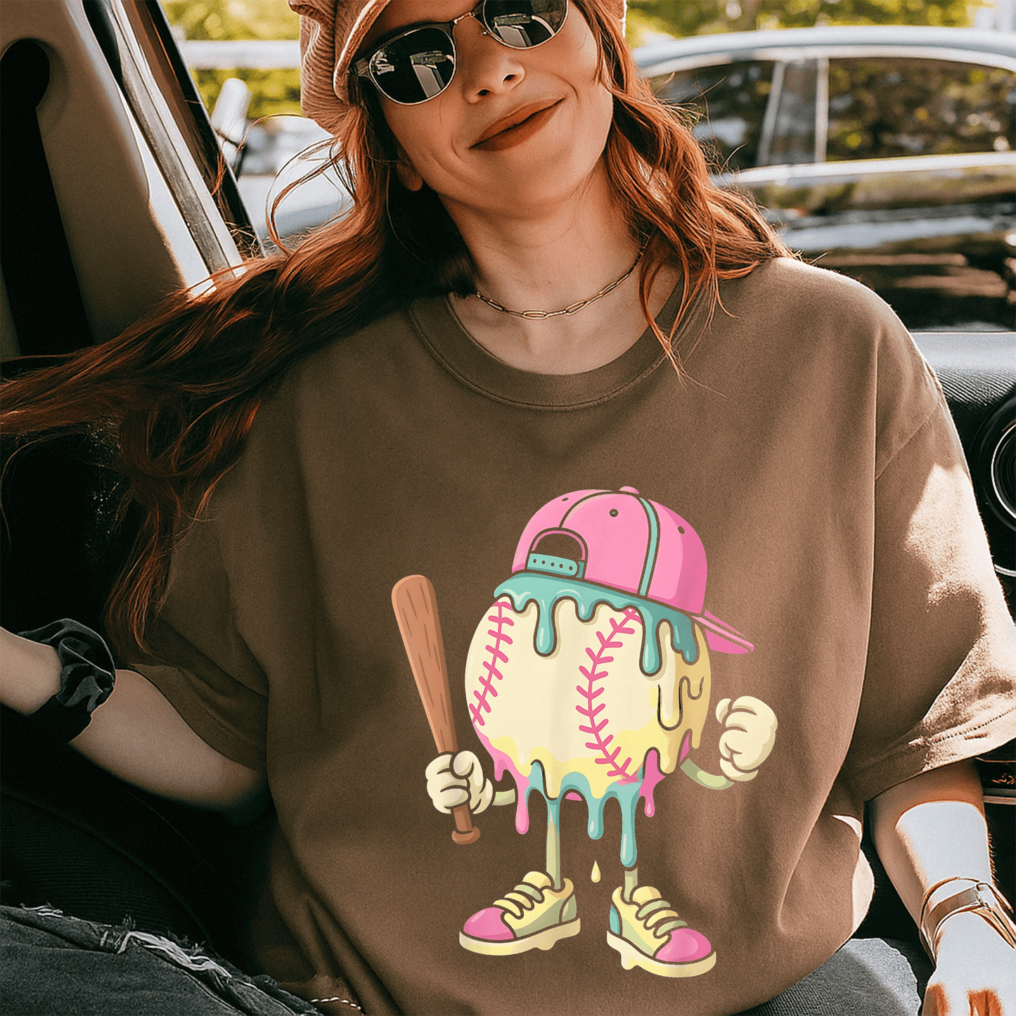 Stylish Ice Cream Drip Baseball T-Shirt for Girls Perfect for Summer Fun and Sporty Outfits - Cute and Trendy Design - 5