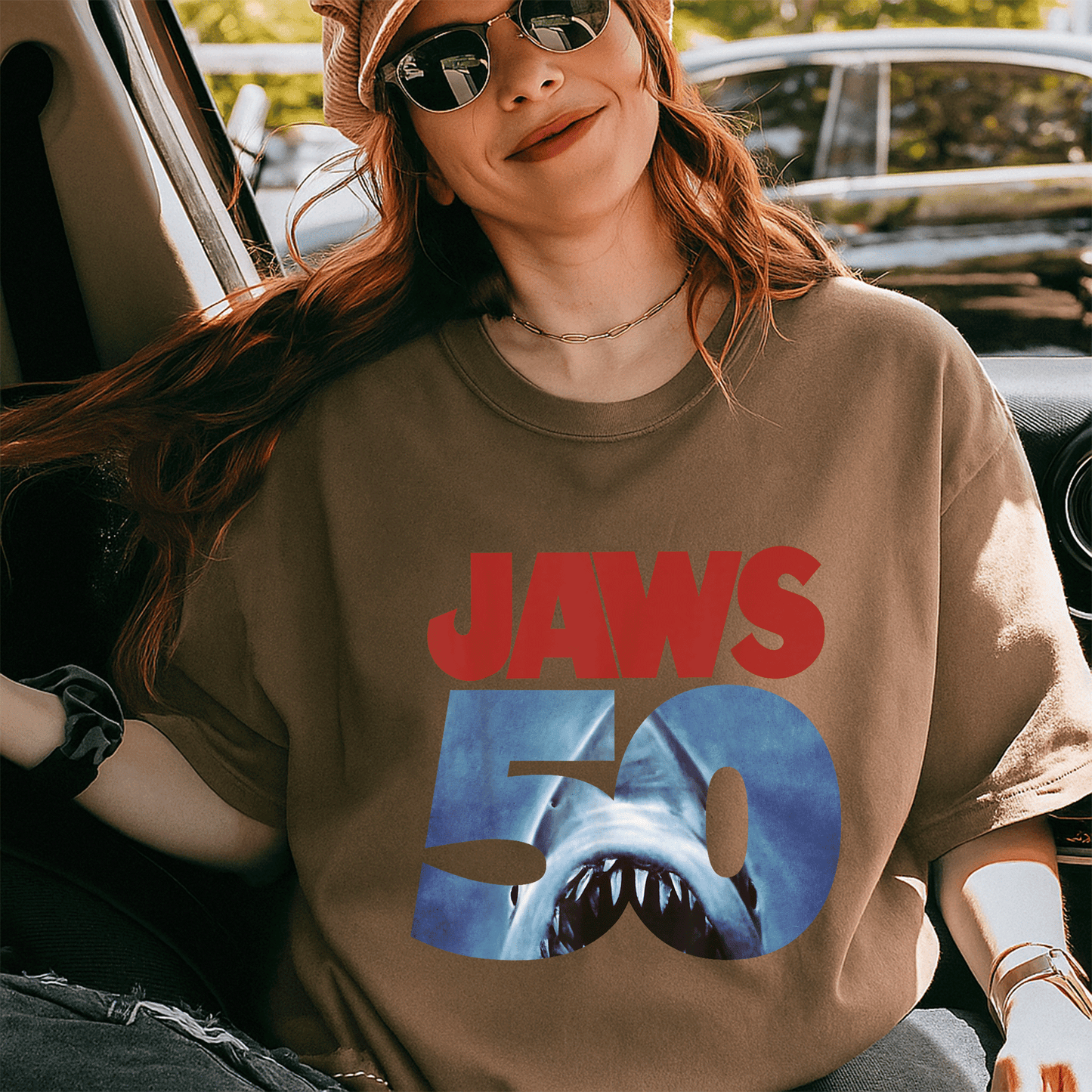 Celebrate 50 Years of Jaws with Our Exclusive Front and Back T-Shirt Featuring Iconic Anniversary Logo Design - 5