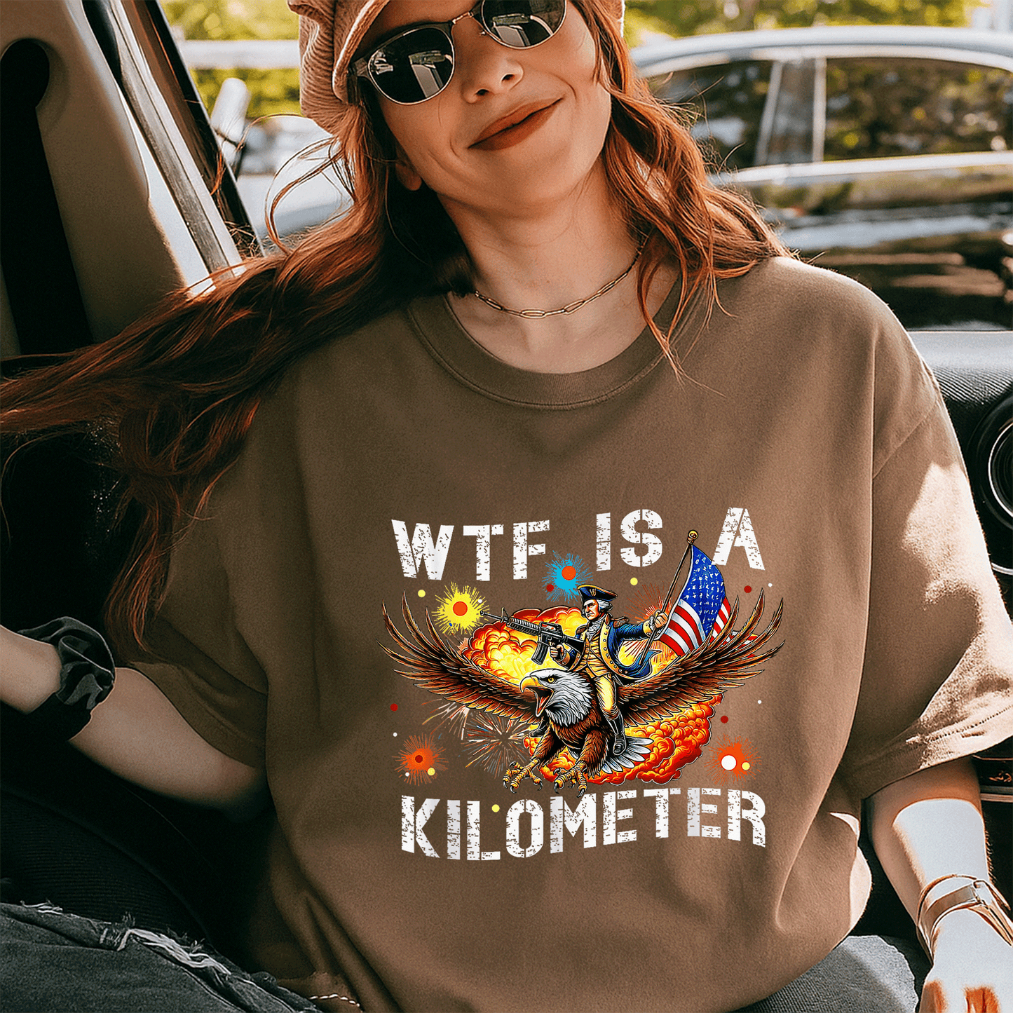 Retro WTF Is A Kilometer Funny Patriotic American Freedom T-Shirt for Proud Americans, Perfect Gift for Freedom Lovers and Road Trip Enthusiasts - 5