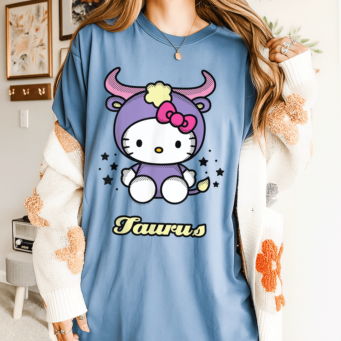 Cute Hello Kitty Taurus Tee Shirt Celebrate Your Zodiac Sign with Adorable Hello Kitty Graphics Perfect for Taurus Fans - 4