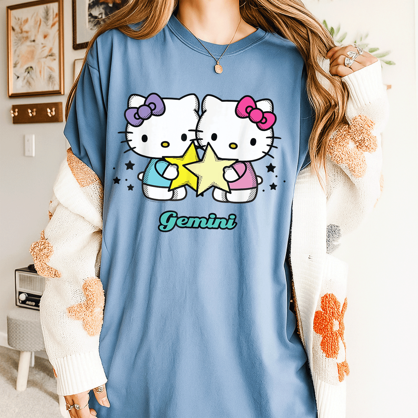 Cute Hello Kitty Gemini Zodiac Tee Shirt | Adorable Graphic Design for Astrology Lovers | Perfect Gift for Gemini Fans - 4