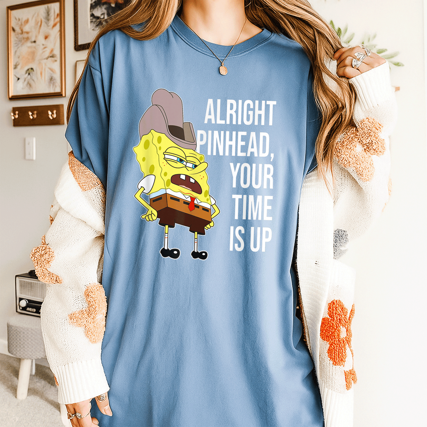 Mademark x SpongeBob SquarePants Alright Pinhead Your Time is Up Graphic T-Shirt for Fans of Fun and Retro Style - 4