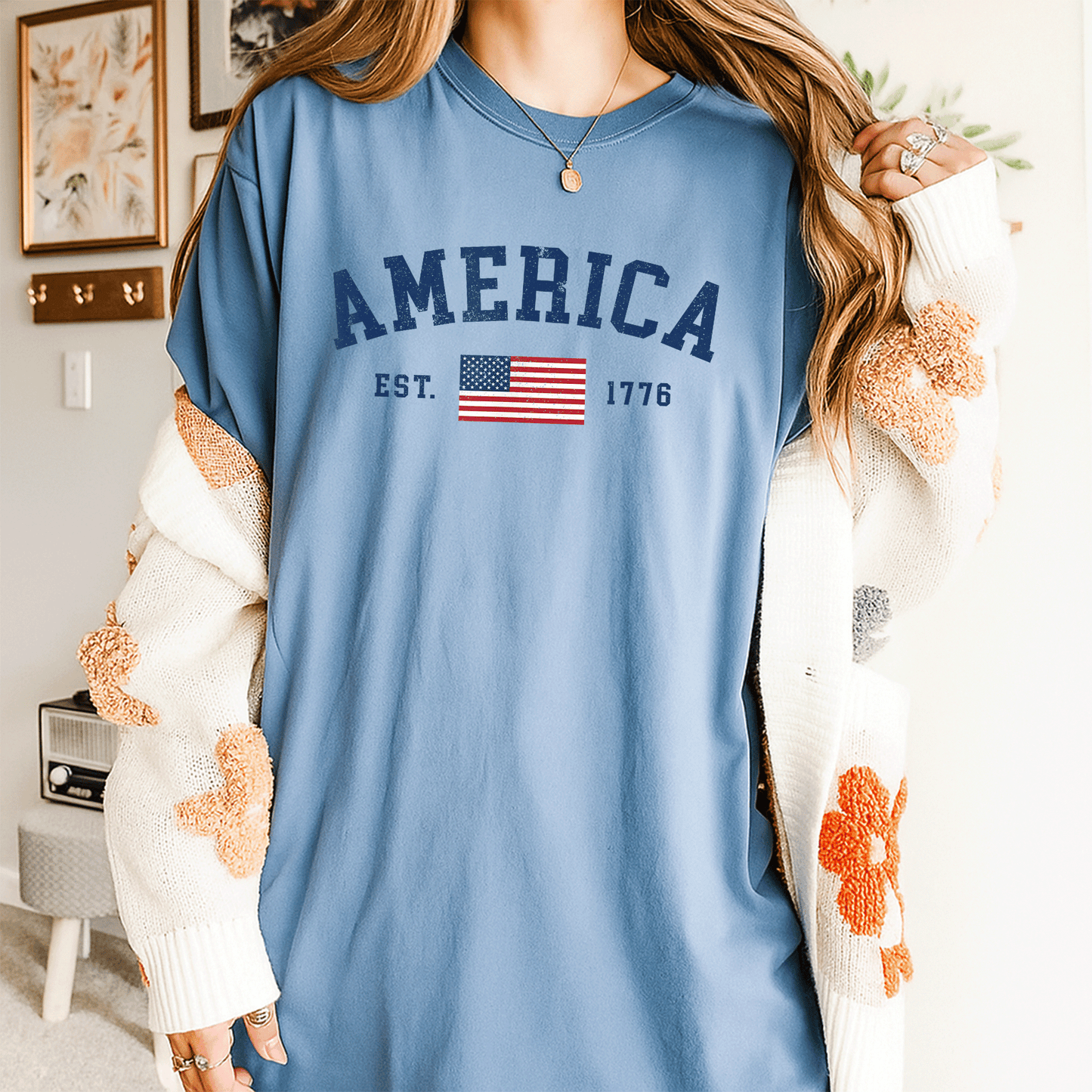 Patriotic American Flag T-Shirt for 4th of July Celebrations, USA Independence Day Tees for Men and Women - 4